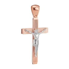 Хрестик "Ісус Христос" у комбінованому золоті - 1942968