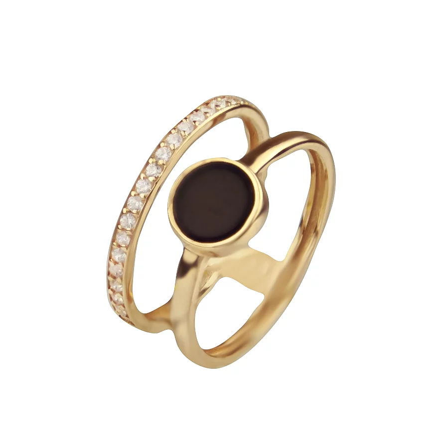 Двойное кольцо из красного золота с агатом и фианитом. Артикул 1к167/67б: цена, отзывы, фото – купить в интернет-магазине AURUM
