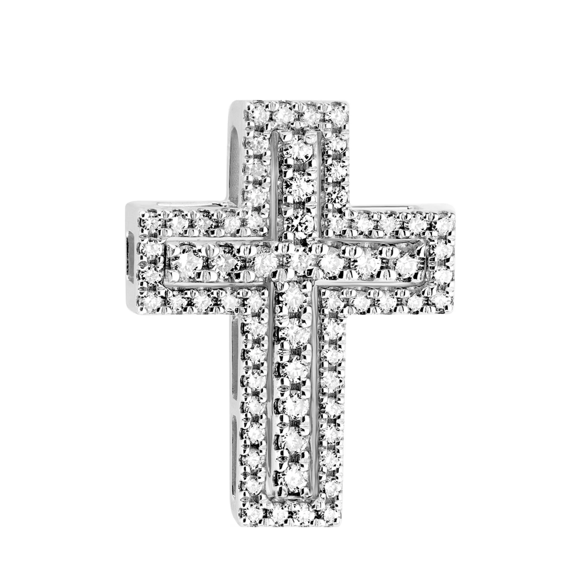 Хрестик-трансформер із білого золота з діамантами   - 1532355 – зображення 1