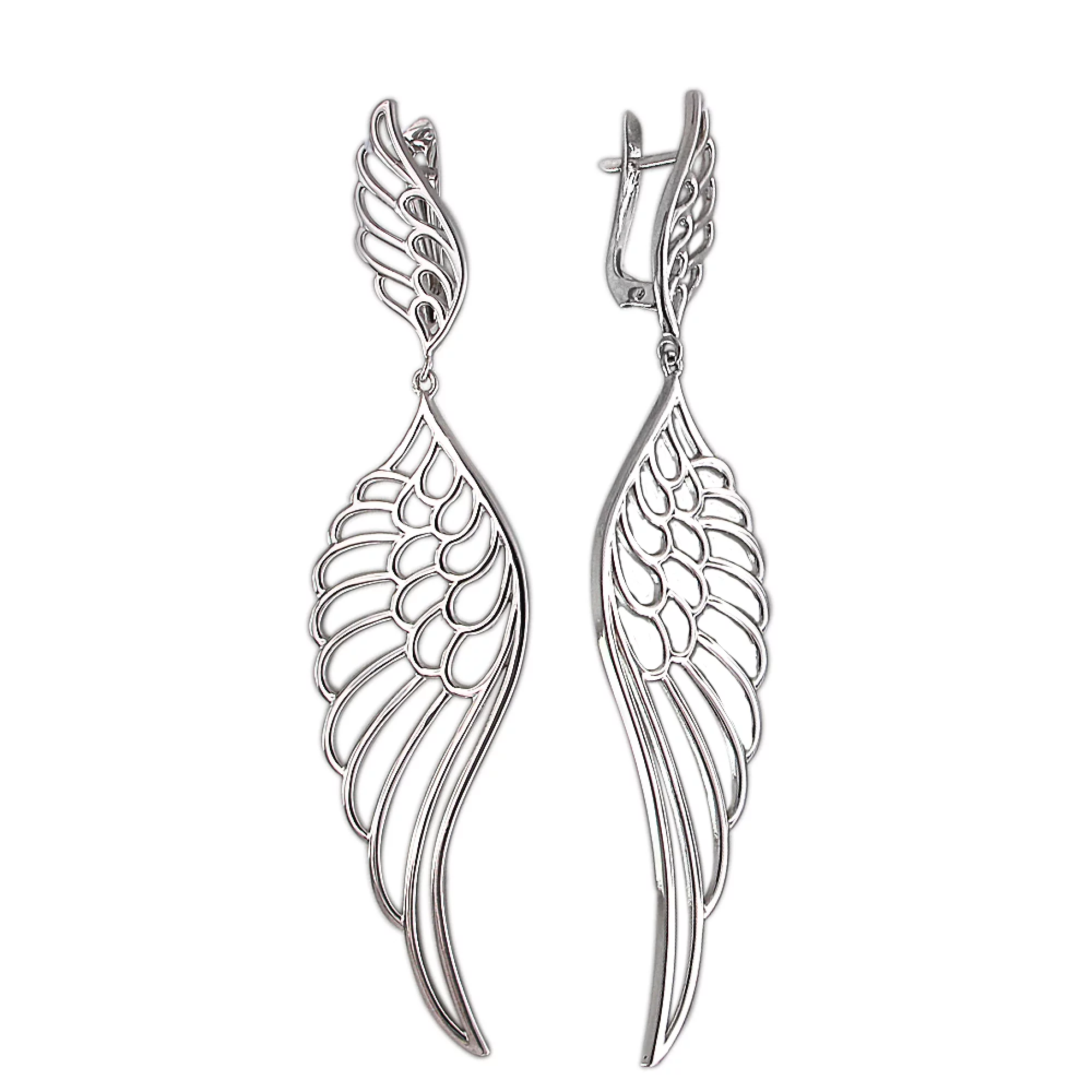 Сережки серебряные "Крылья" - 375400 – изображение 1