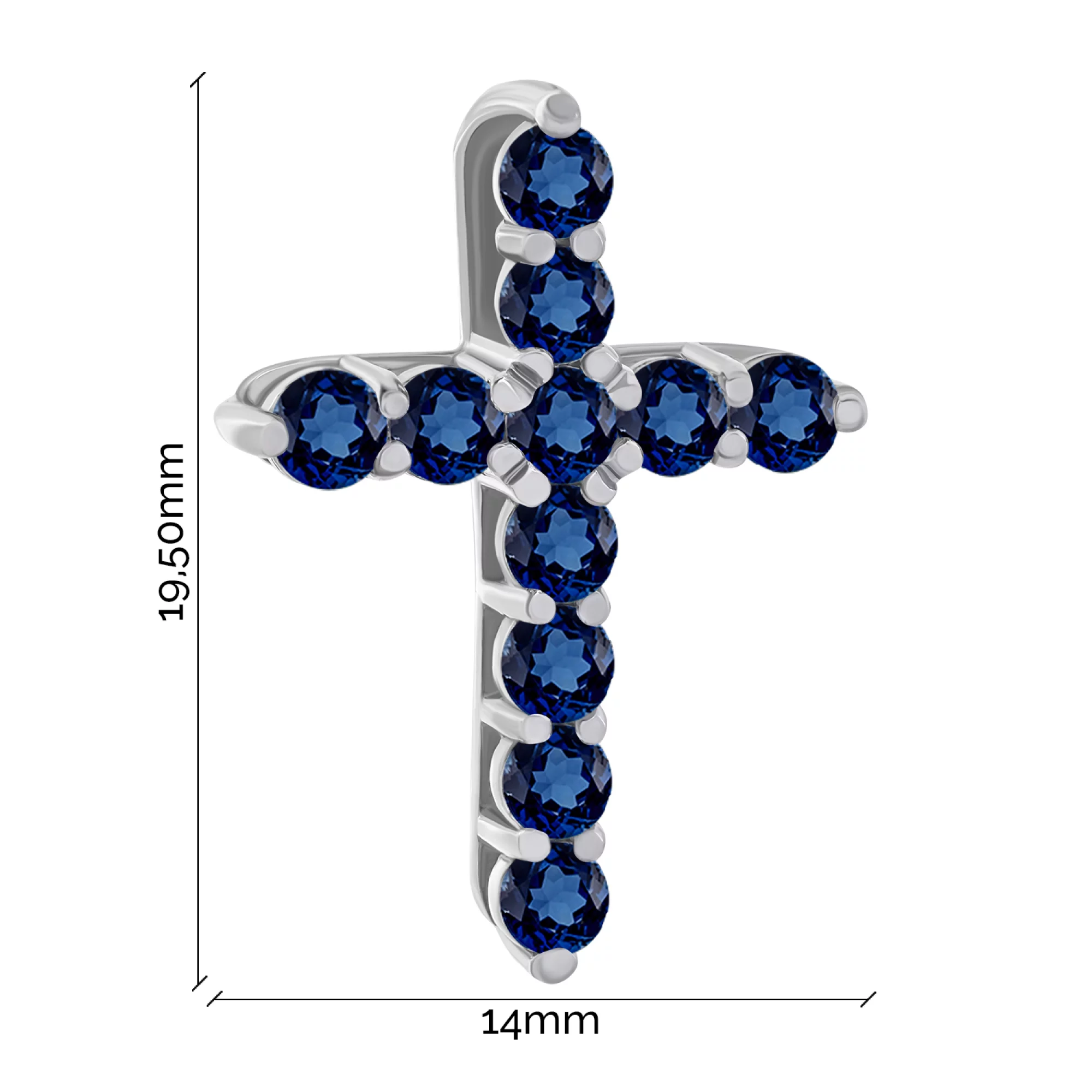 Хрестик з білого золота з сапфірами - 1531363 – зображення 2