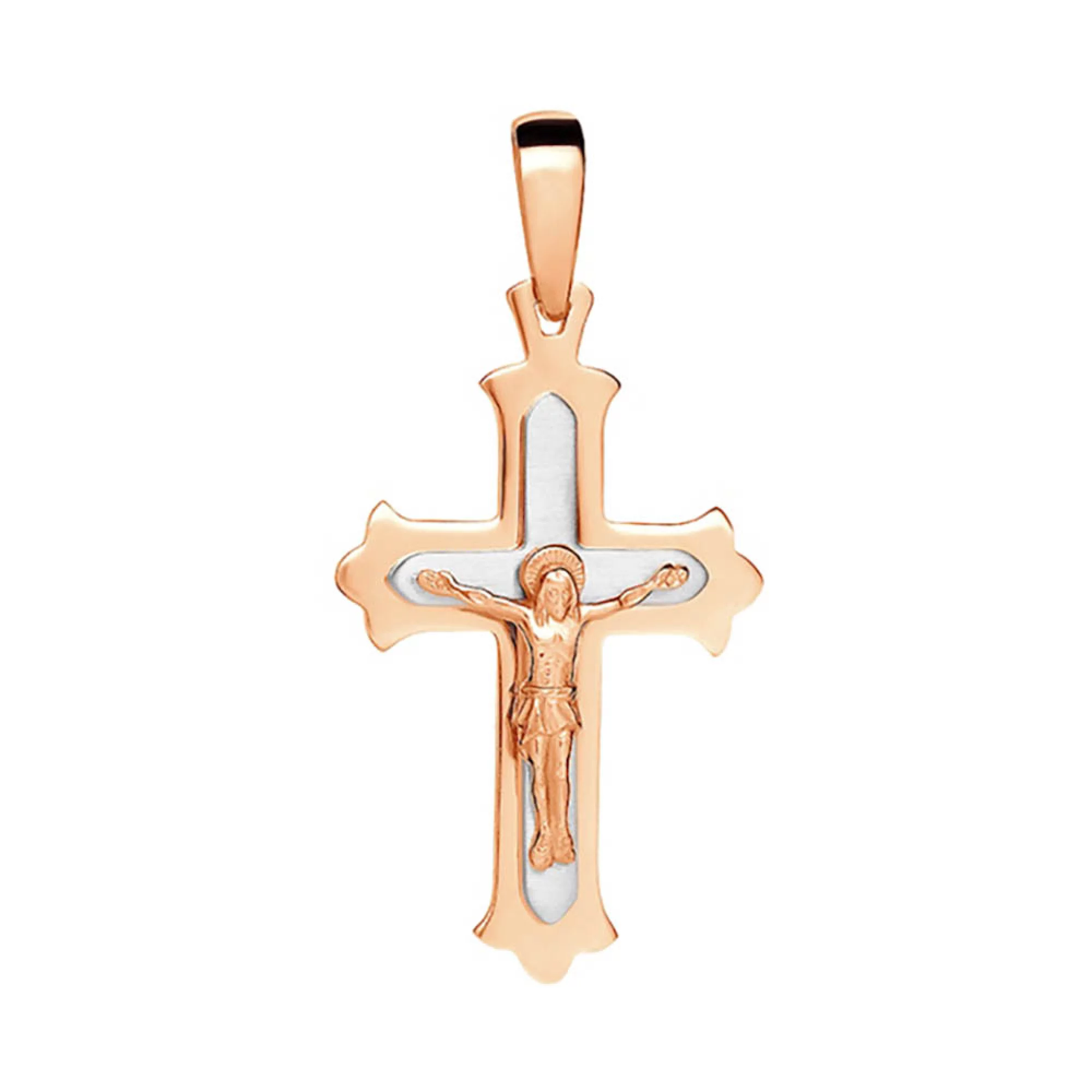 Хрестик з комбінованого золота - 1451339 – зображення 1