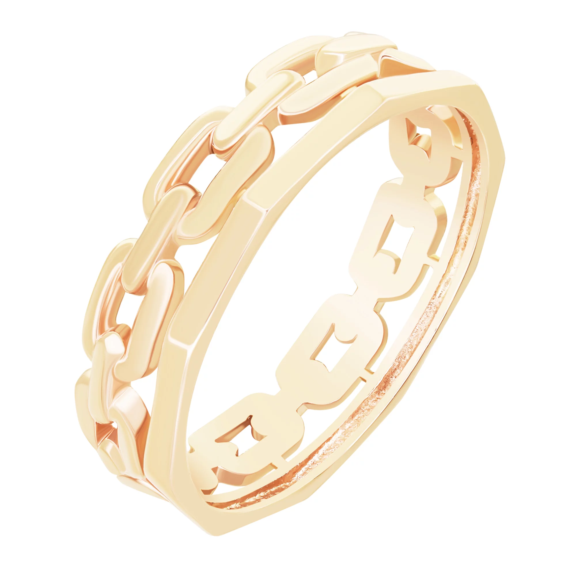 Двойное кольцо "Звенья" из красного золота - 1611775 – изображение 1
