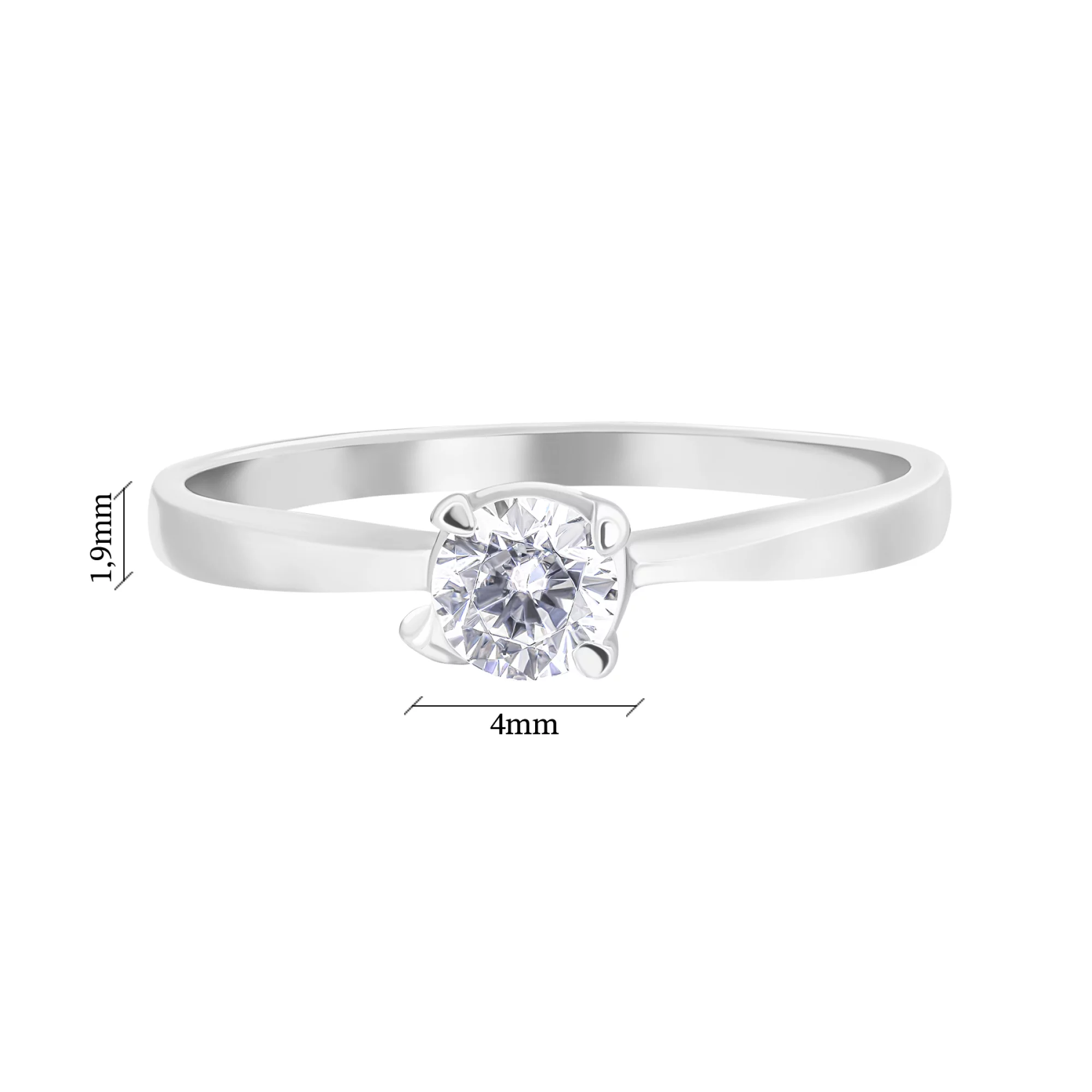 Помолвочное серебряное кольцо с фианитом - 1593727 – изображение 3