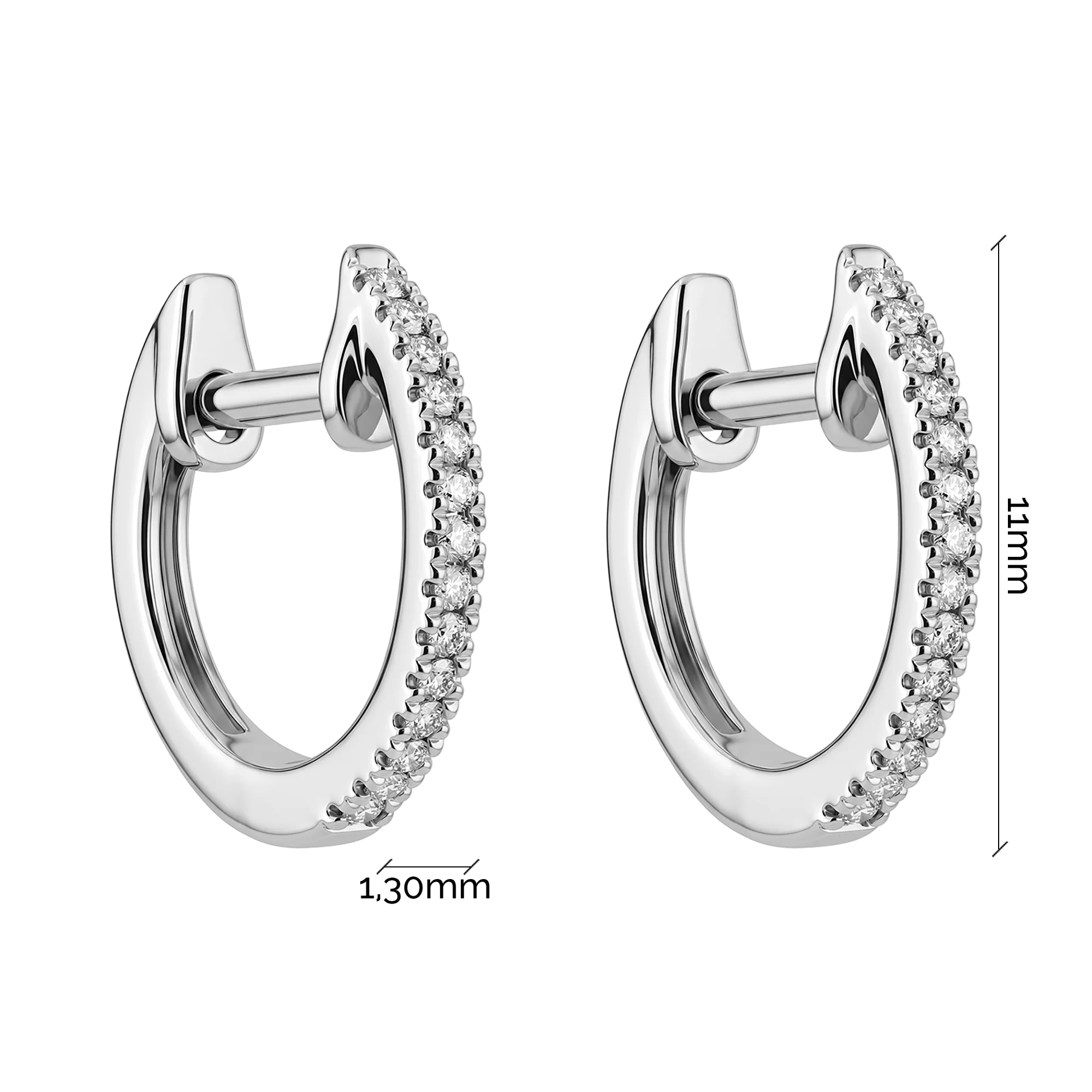 Сережки-кільця із білого золота з діамантами - 2126709 - 3
