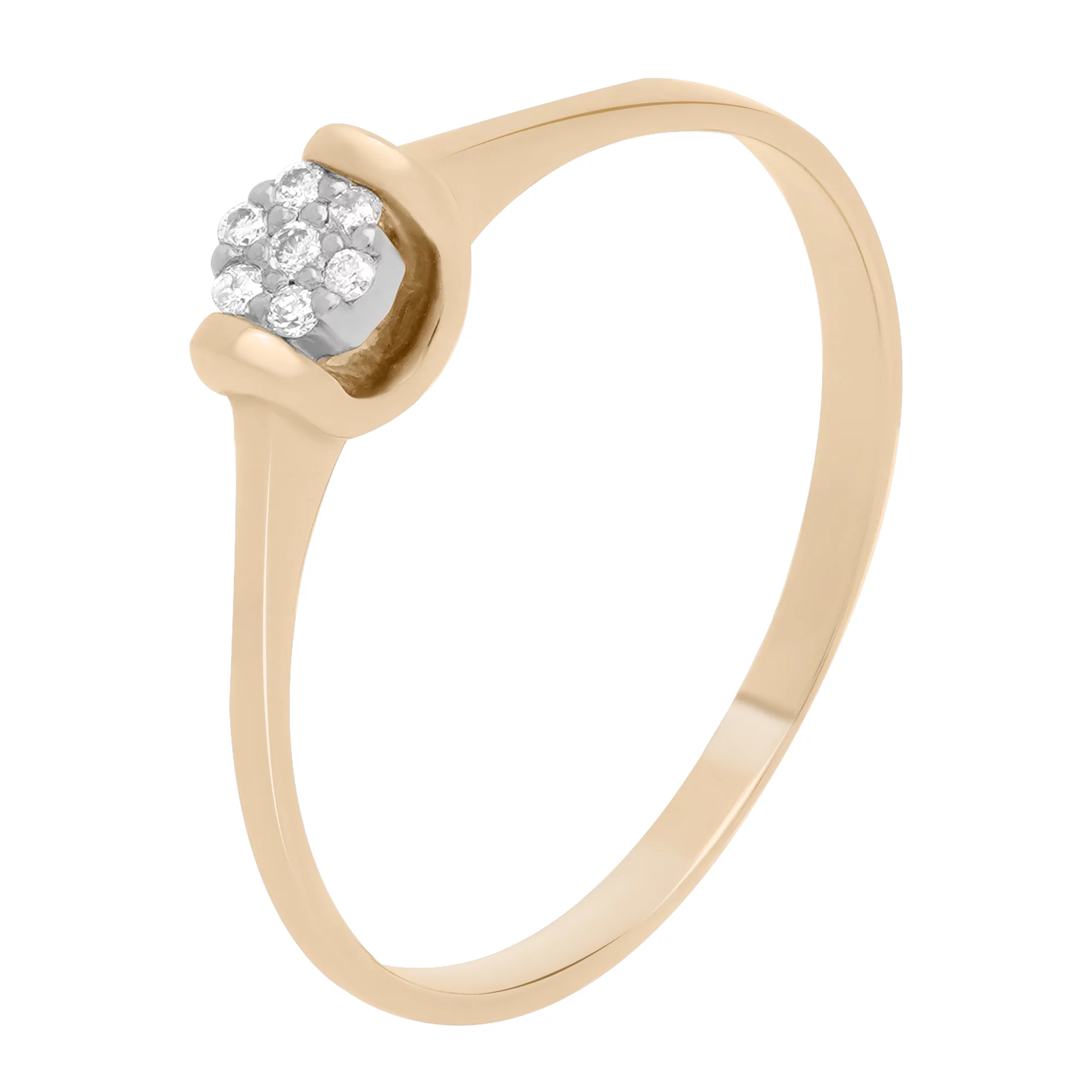 Помолвочное тонкое кольцо в красном золоте с бриллиантами - 1731303 – изображение 1