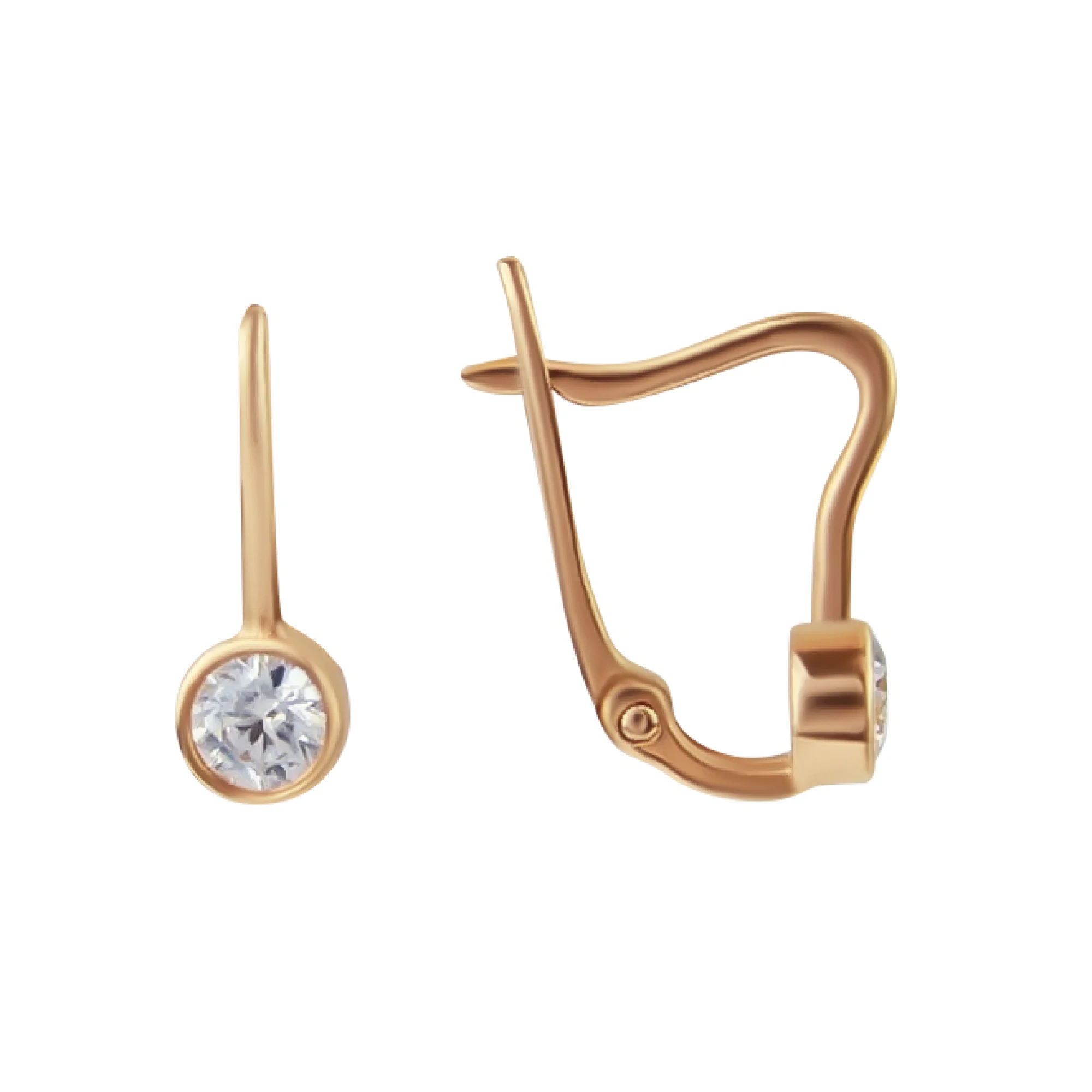 Сережки из красного золота с фианитом - 815335 - 1