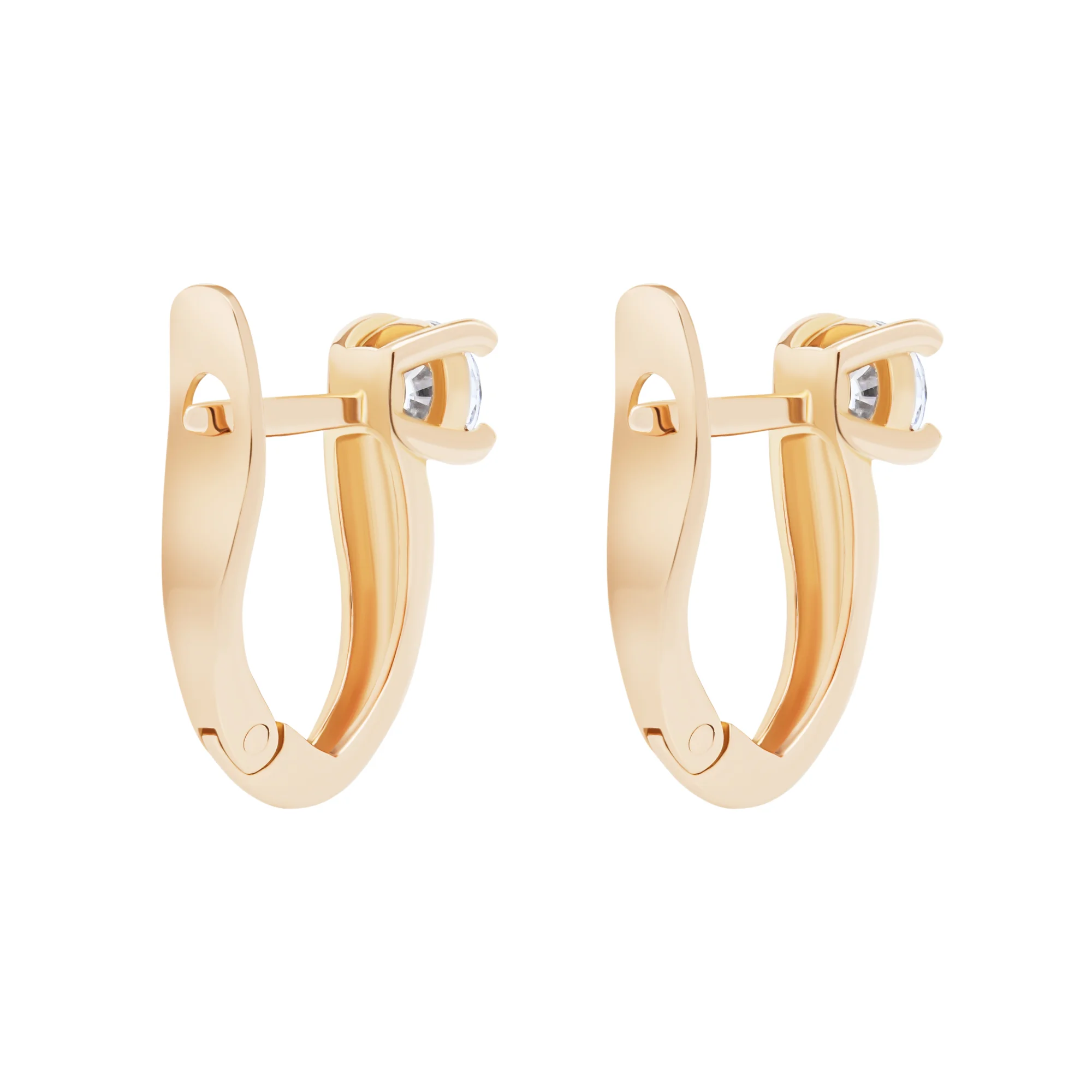 Сережки из красного золота с фианитом - 1727425 - 5