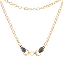 Кольє "Пантера" з червоного золота з фіанітами у якірному плетінні - 1542546