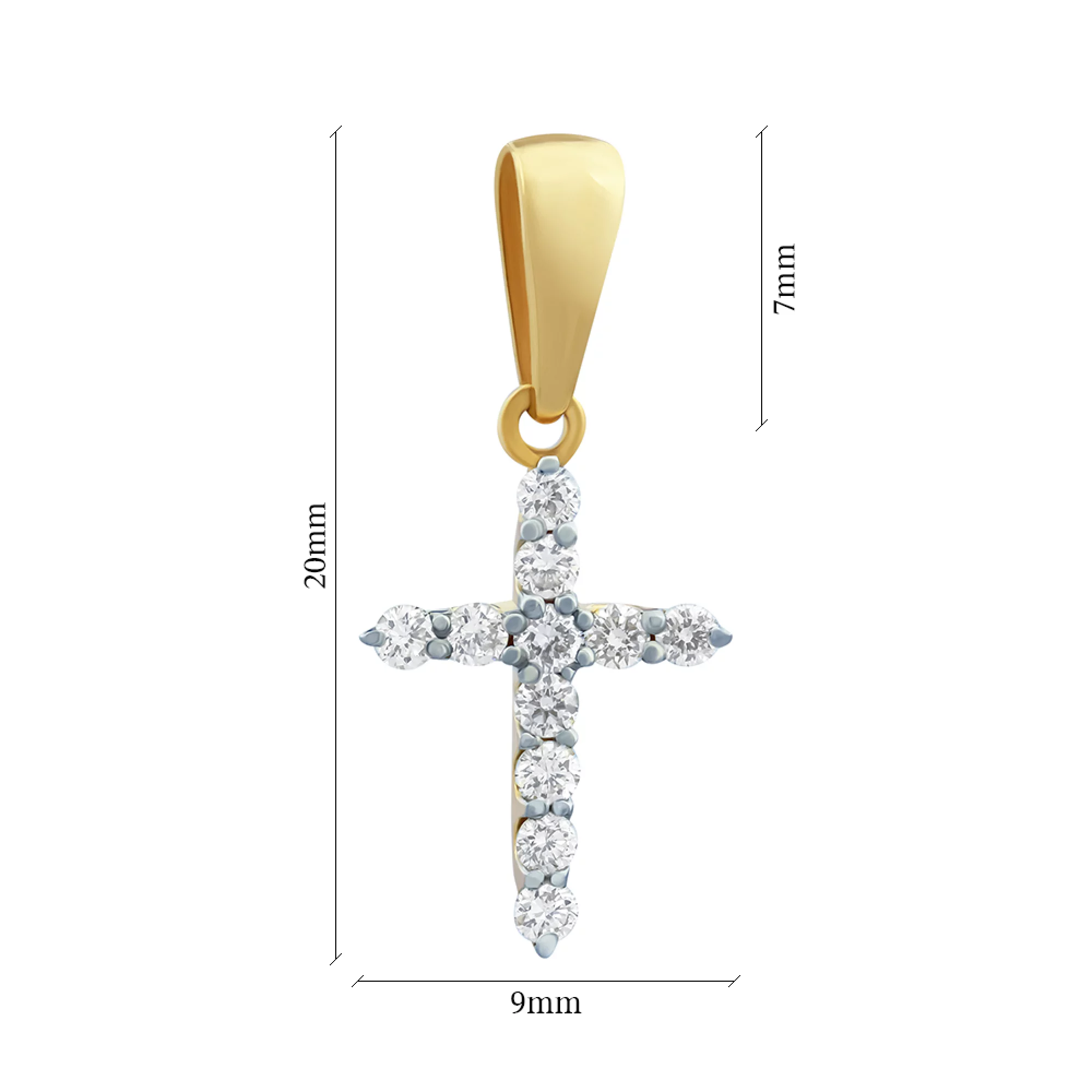 Крестик из красного золота с бриллиантами - 1455581 – изображение 2
