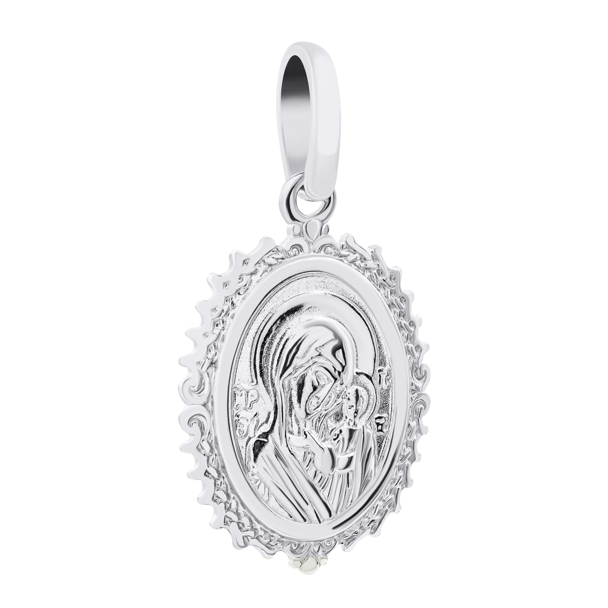 Ладанка зі срібла з родіюванням Богородиця "Казанська" - 1521547 – зображення 1