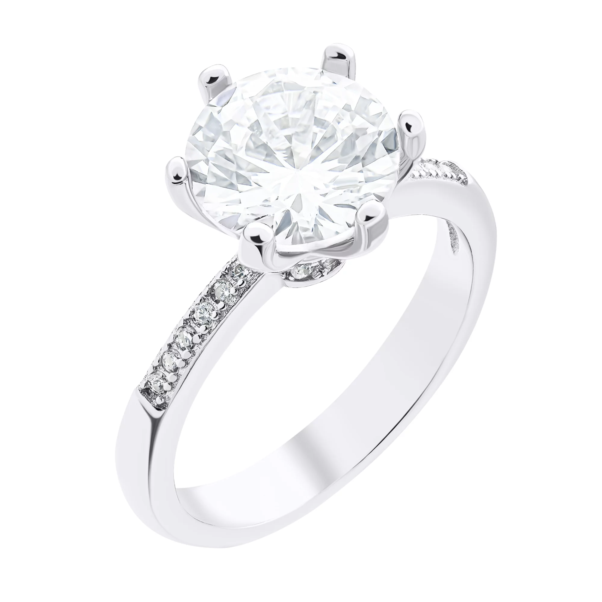Серебряное помолвочное кольцо с фианитами - 1520451 – изображение 1