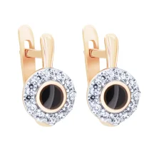 Сережки в червоному золоті з емаллю та фіанітами - 1735809