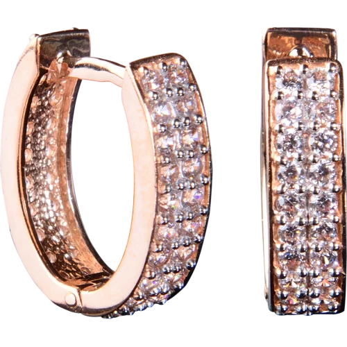 Сережки-кольца из красного золота с фианитом. Артикул 110148: цена, отзывы, фото – купить в интернет-магазине AURUM