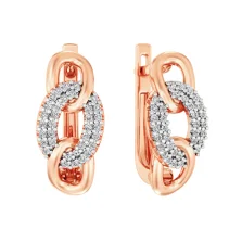 Серьги "Звенья" из красного золота с фианитами - 2118059