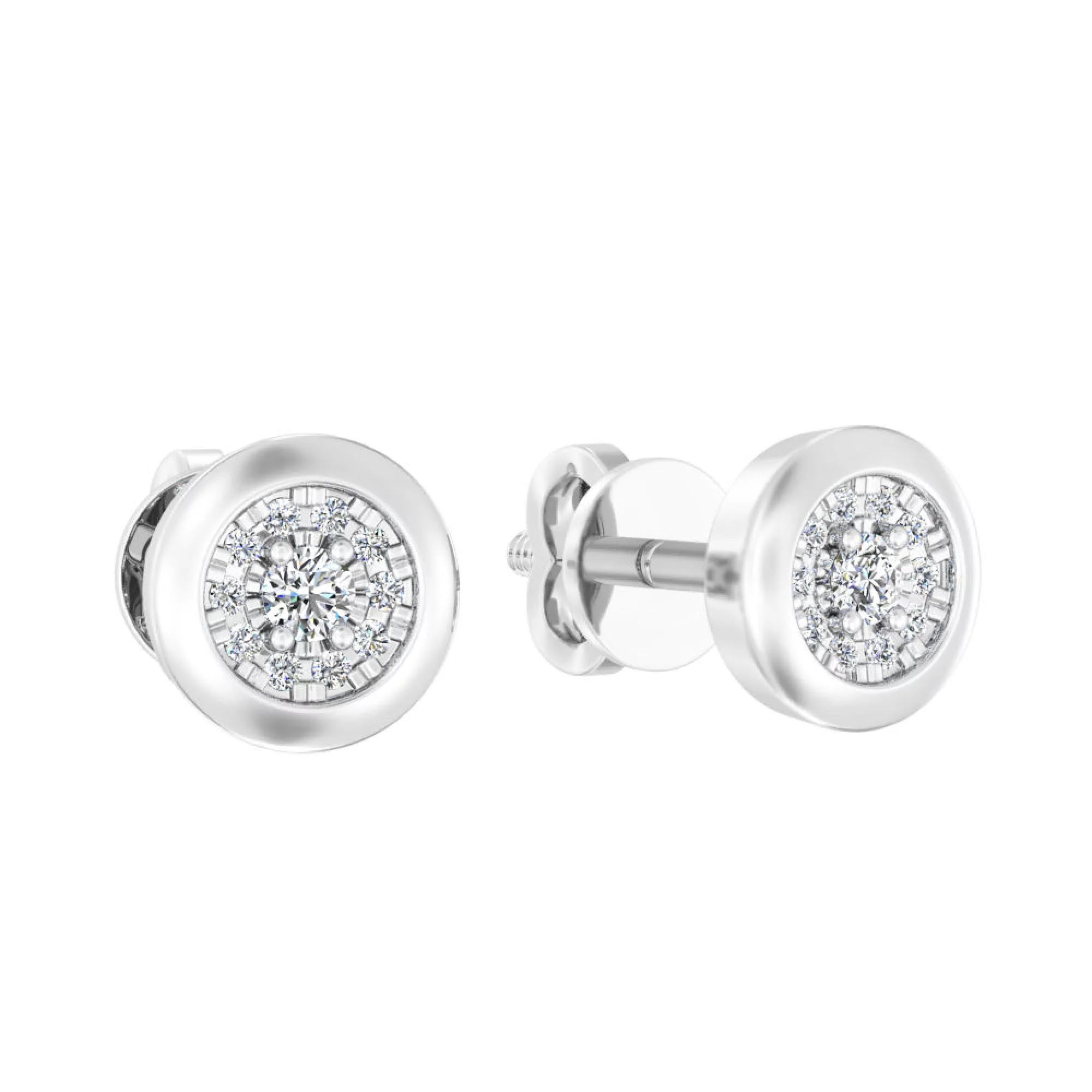 Серьги-гвоздики с бриллиантами в белом золоте - 1506544 - 1