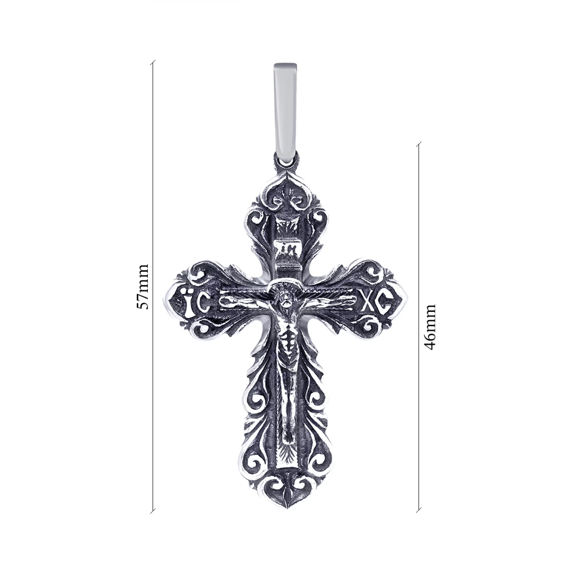 Крестик серебряный с чернением - 443534 – изображение 3