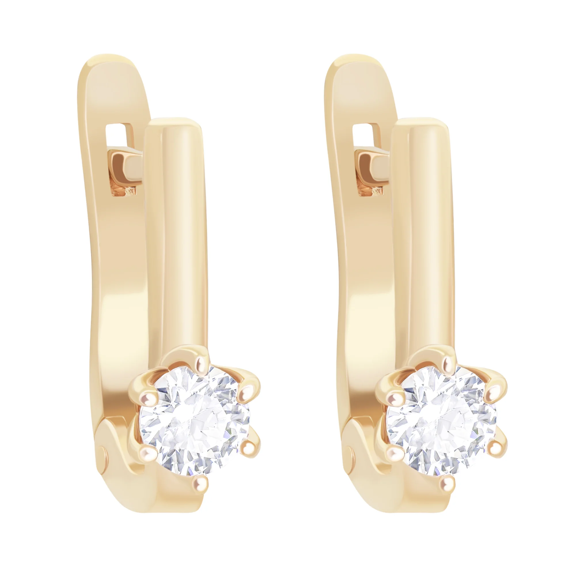 Серьги с фианитом в красном золоте - 1562560 - 1