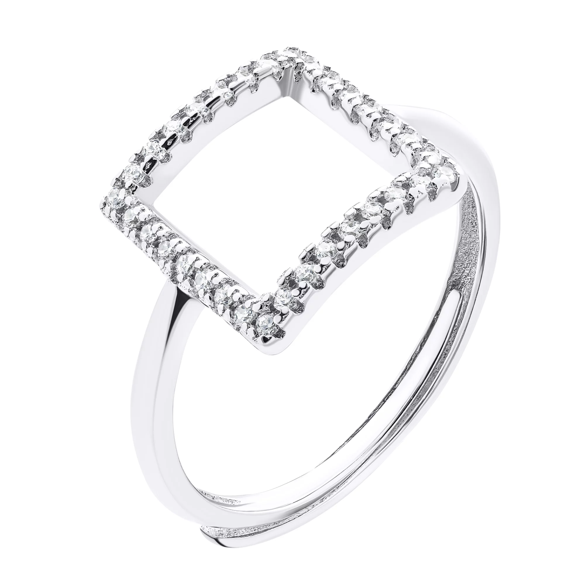 Кольцо из серебра "Квадрат" с фианитами - 1520546 – изображение 1