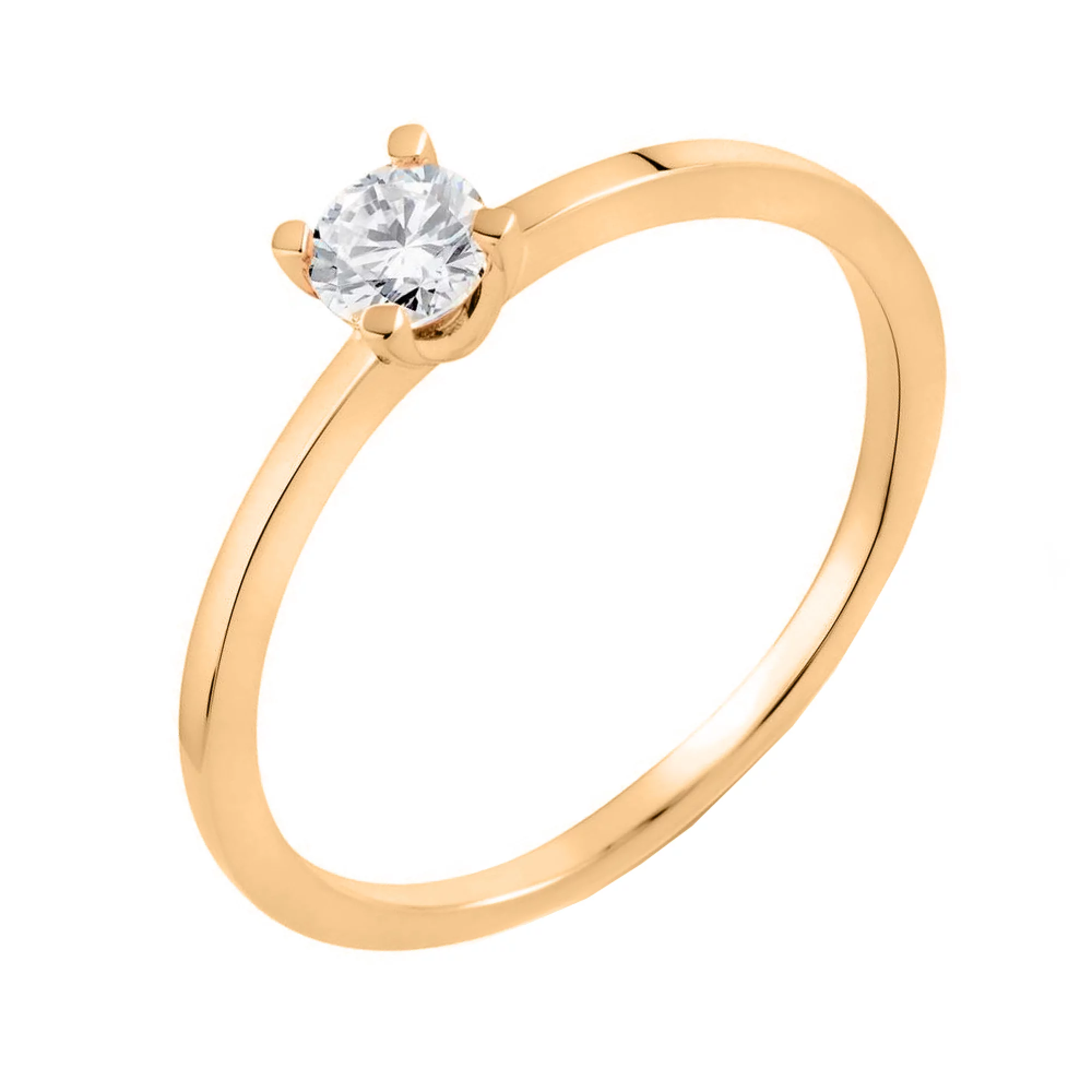Золотое кольцо для помолвки с фианитом - 1694921 – изображение 1