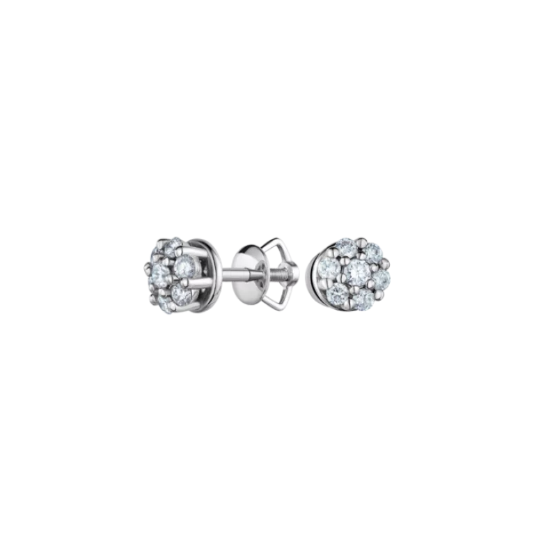 Сережки з білого золота з діамантом. Артикул С2821б: ціна, відгуки, фото – купити в інтернет-магазині AURUM