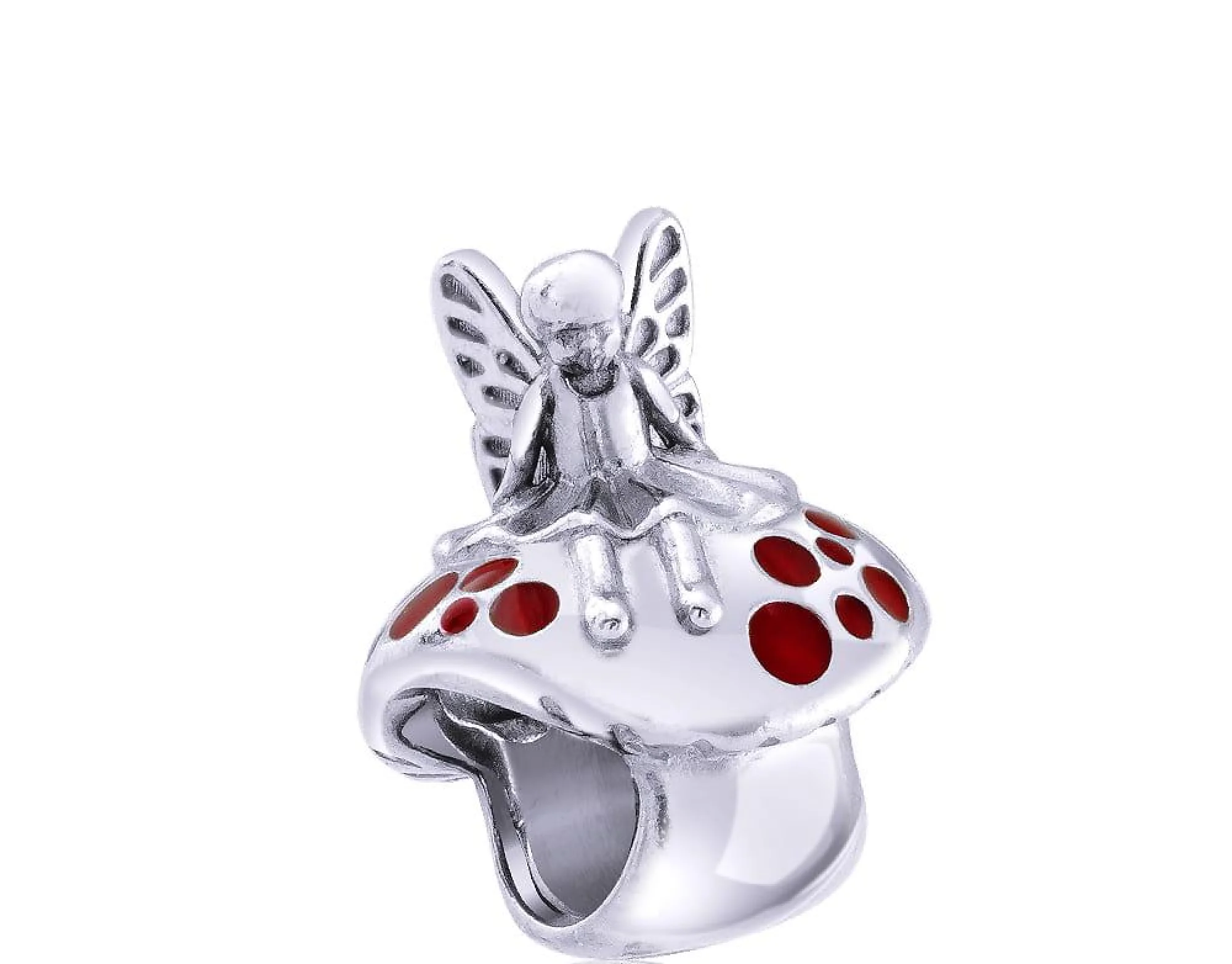 Серебряный шарм "Фея" с красной эмалью - 458290 - 1