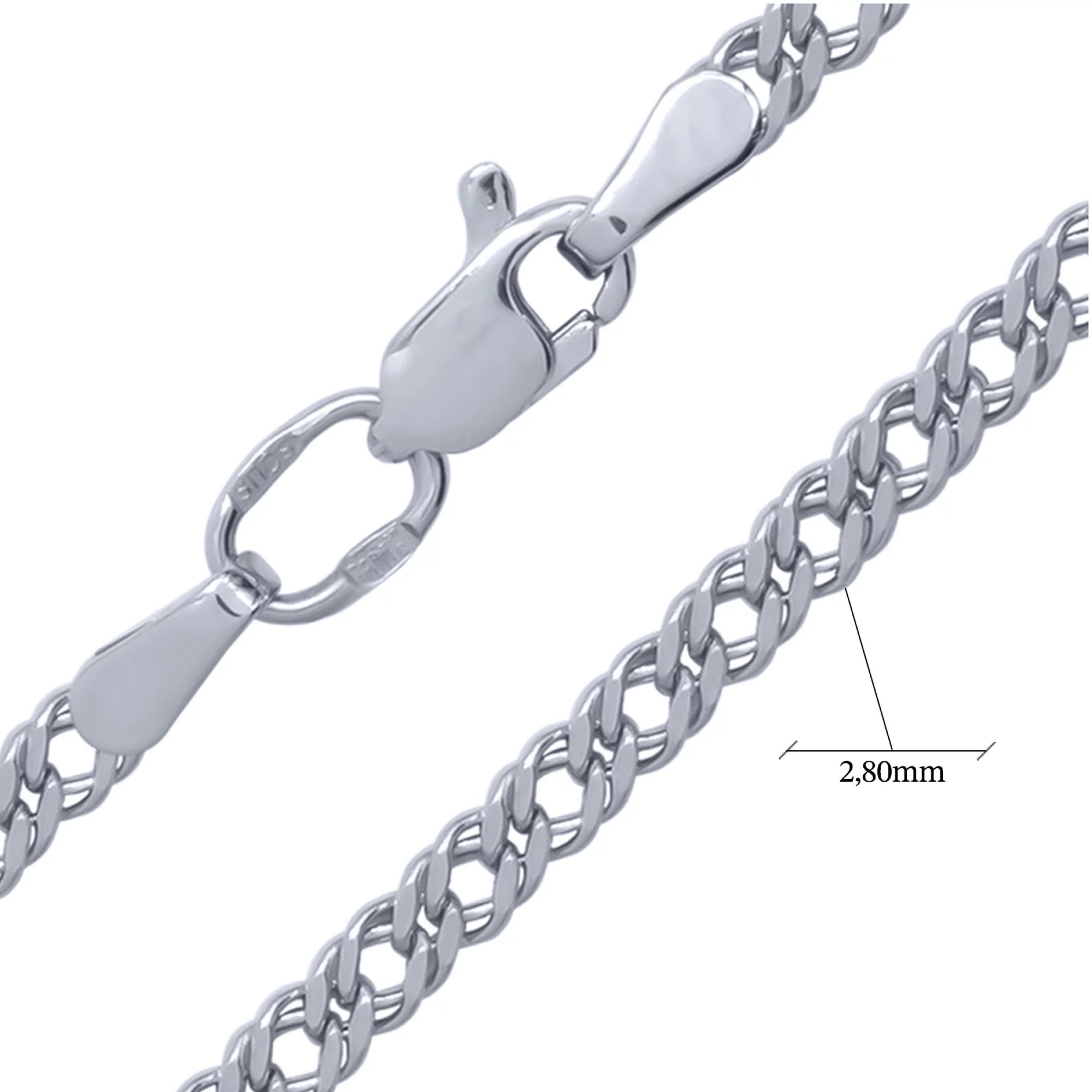 Срібний ланцюжок плетіння рембо - 1606627 – зображення 2