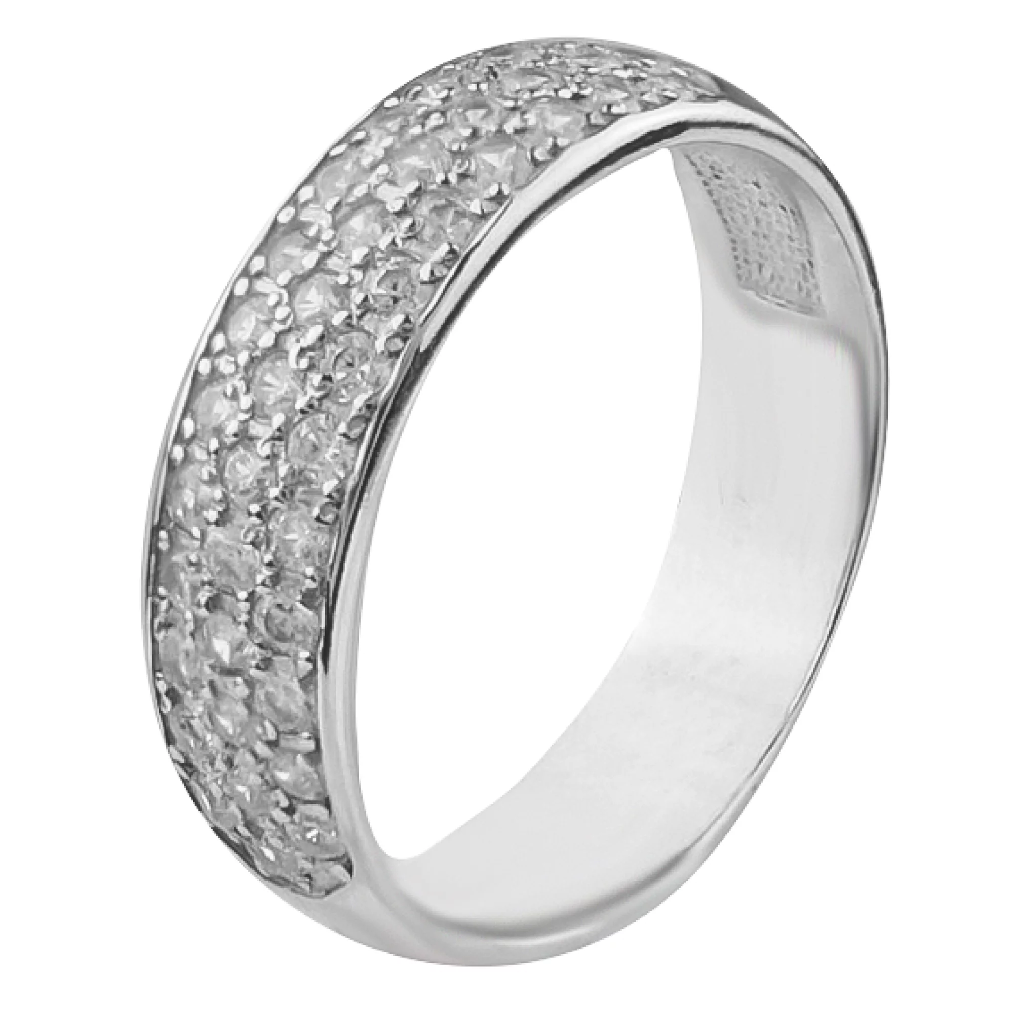 Серебряное кольцо с фианитом - 483192 – изображение 1