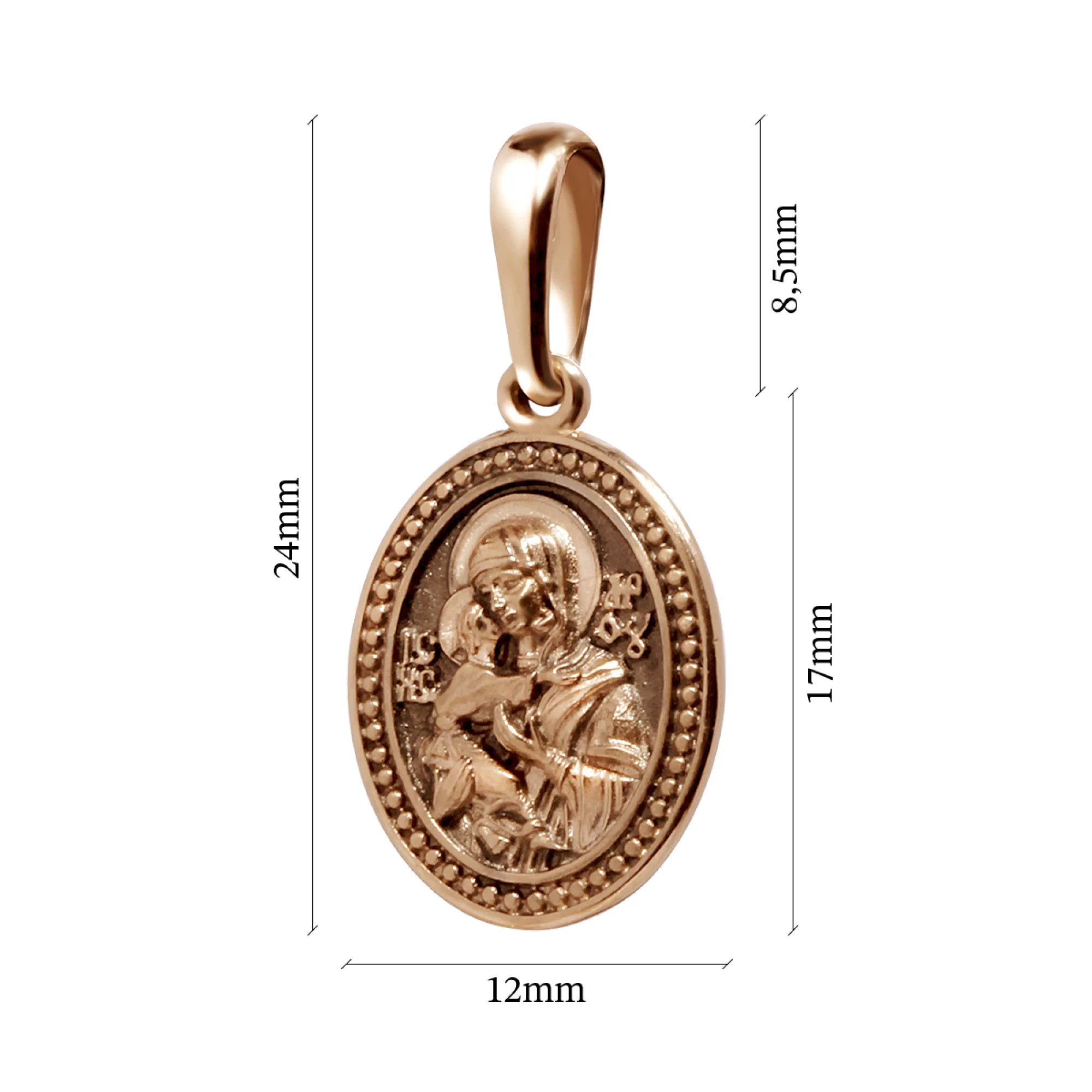 Ладанка из красного золота с чернением Божья Матерь - 964026 – изображение 3
