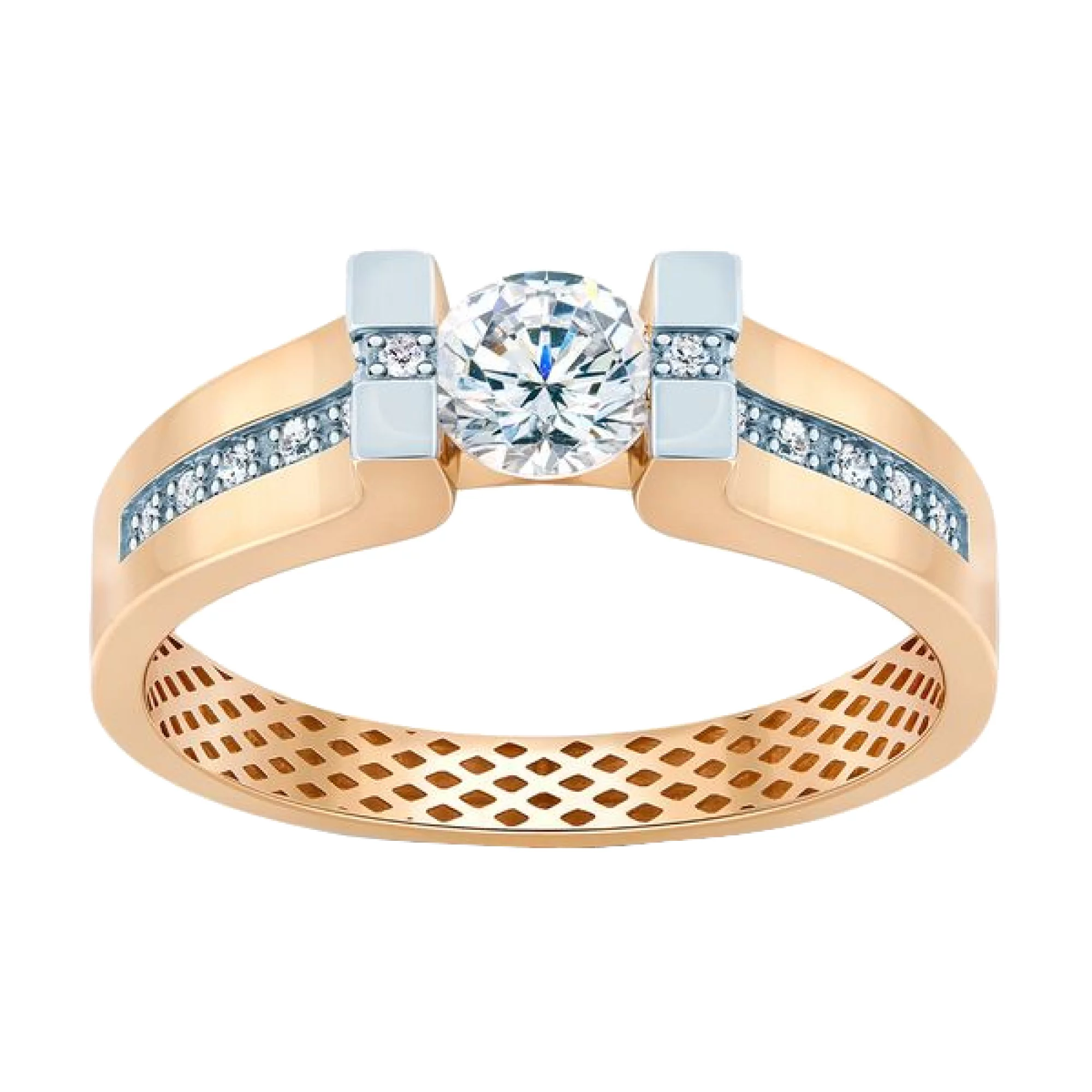 Золотое кольцо с фианитом - 482875 – изображение 2