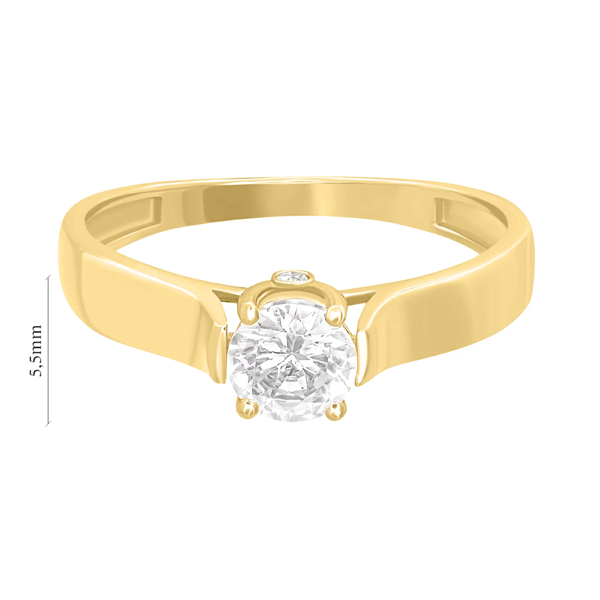 Помолвочное кольцо из желтого золота с фианитами - 1575308 – изображение 2