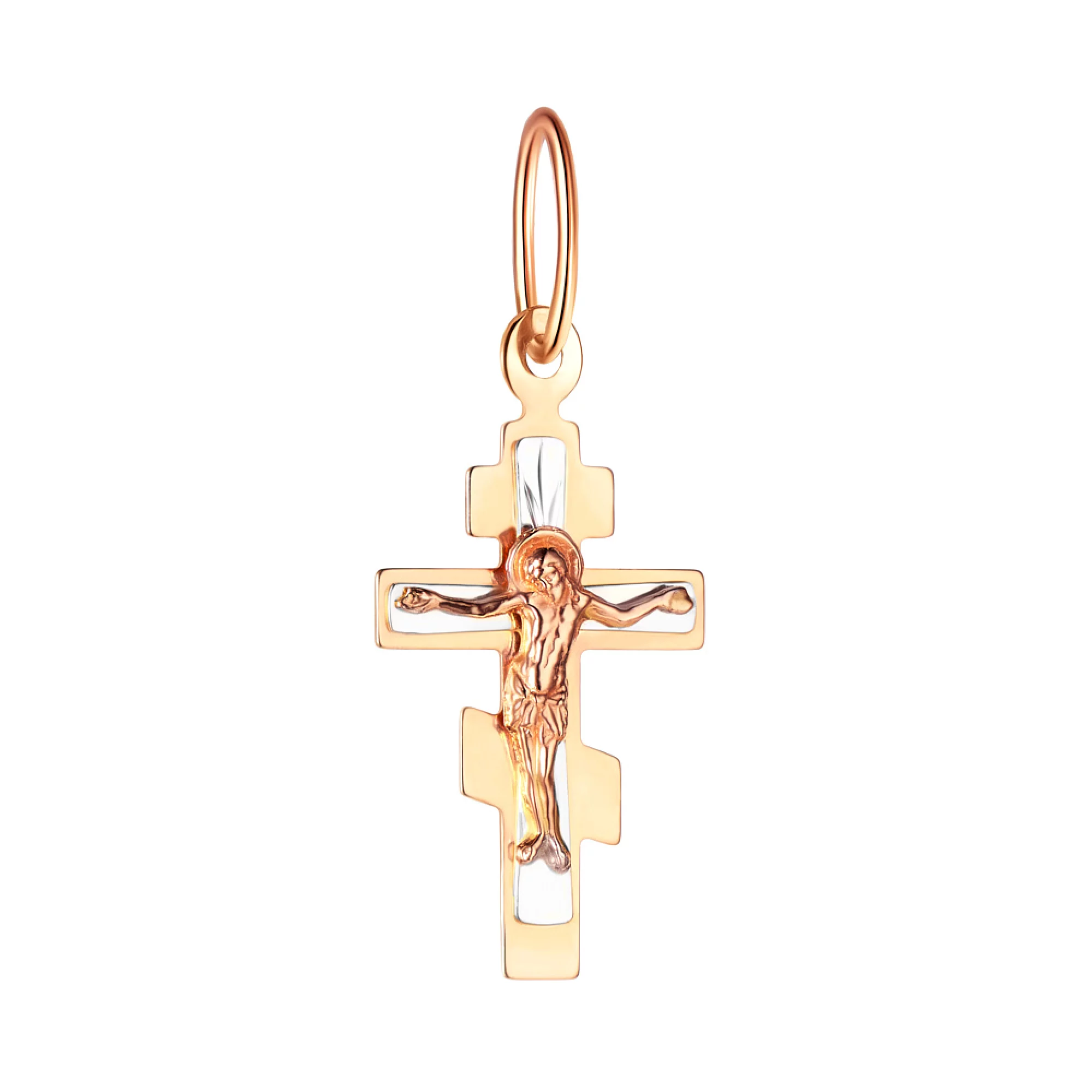 Золотой нательный крестик  "Спаси и Сохрани" - 970280 – изображение 1