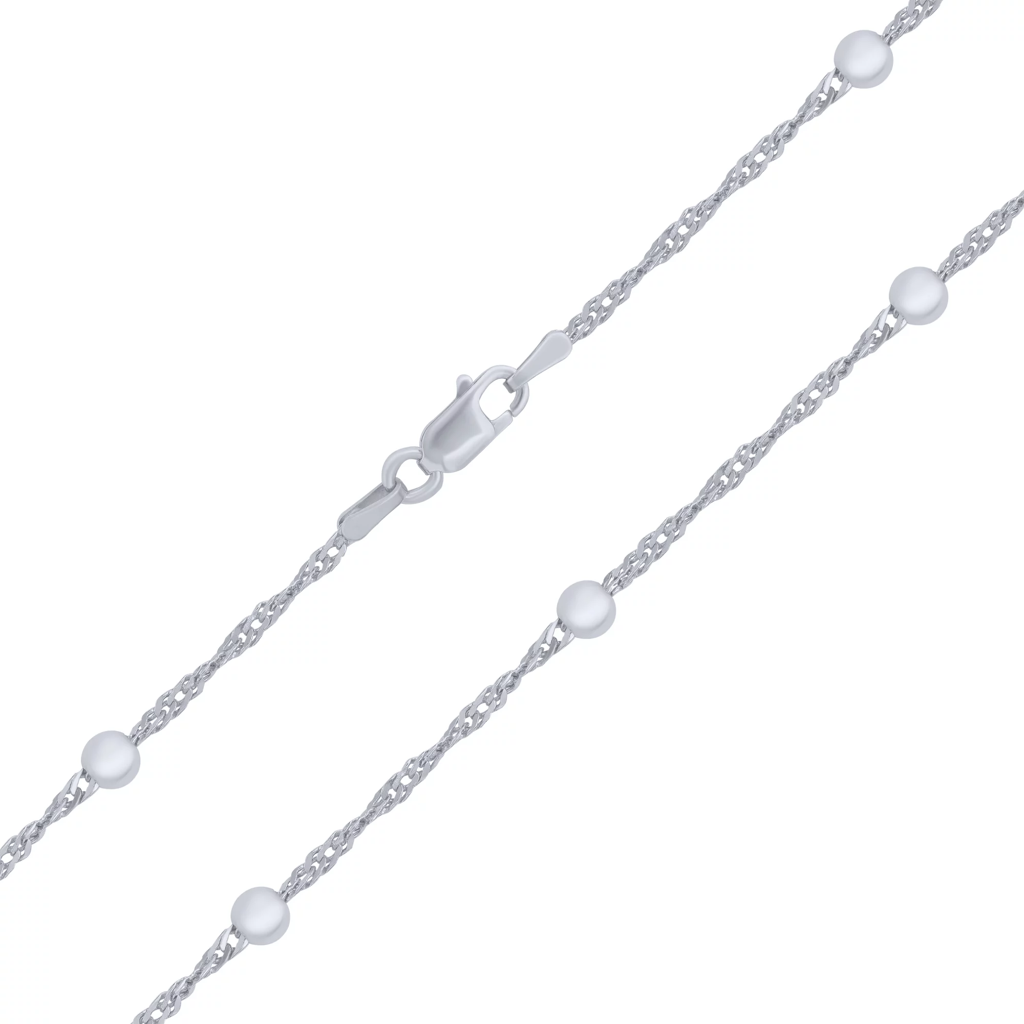 Ланцюжок срібний з кульками плетіння сінгапур - 1685539 – зображення 1
