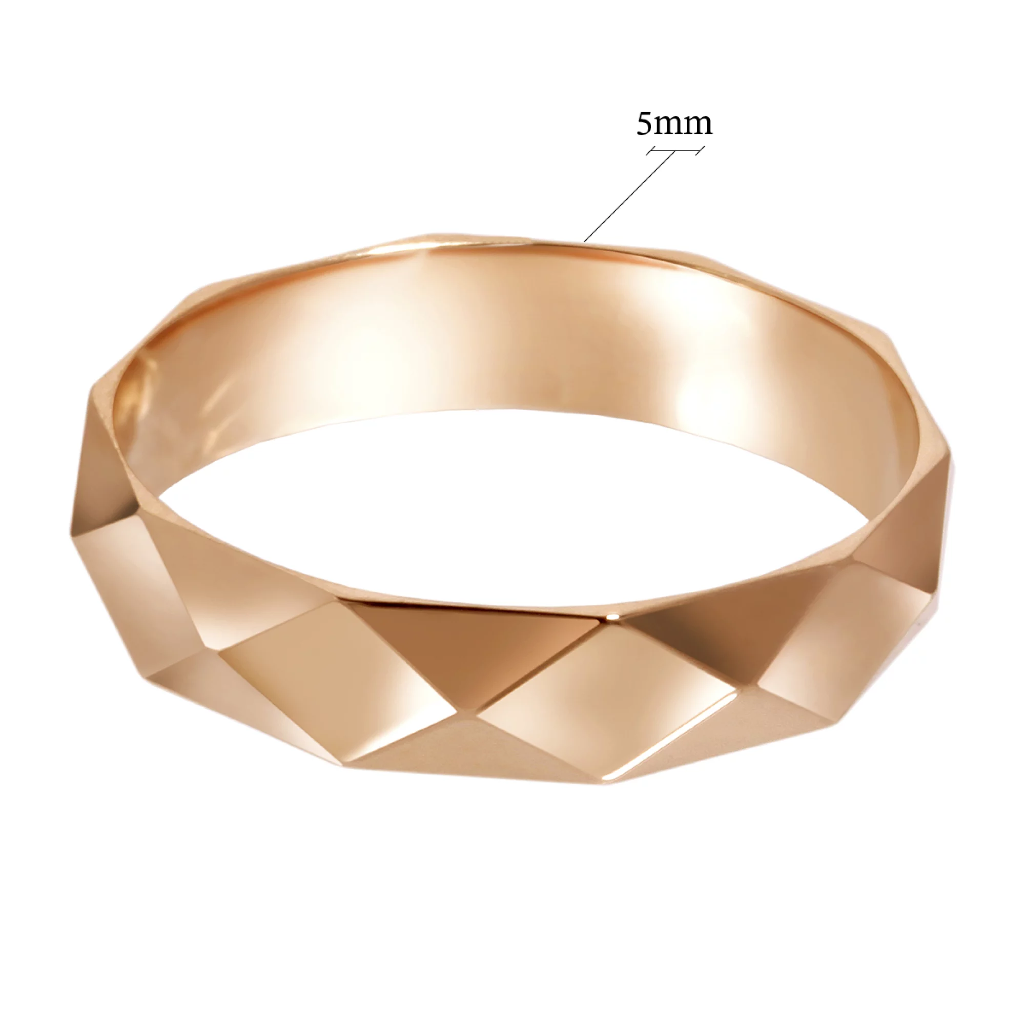 Обручальное кольцо американка из красного золота с гранями - 968099 – изображение 3