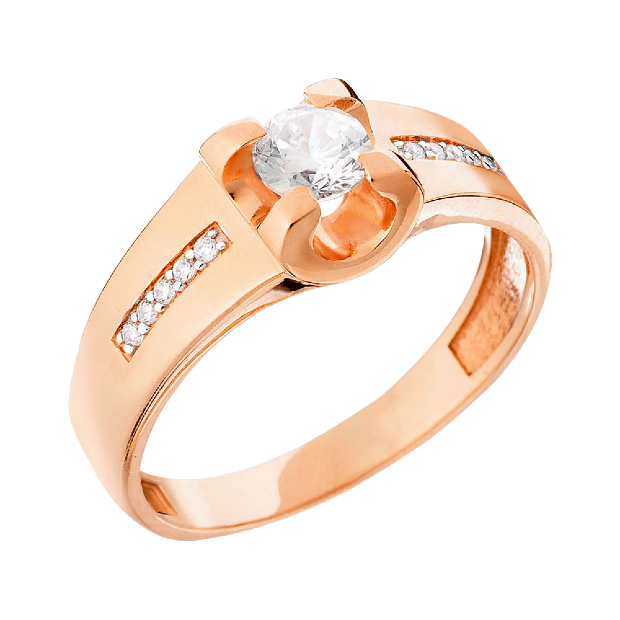 Золотое кольцо с фианитом - 585269 – изображение 1