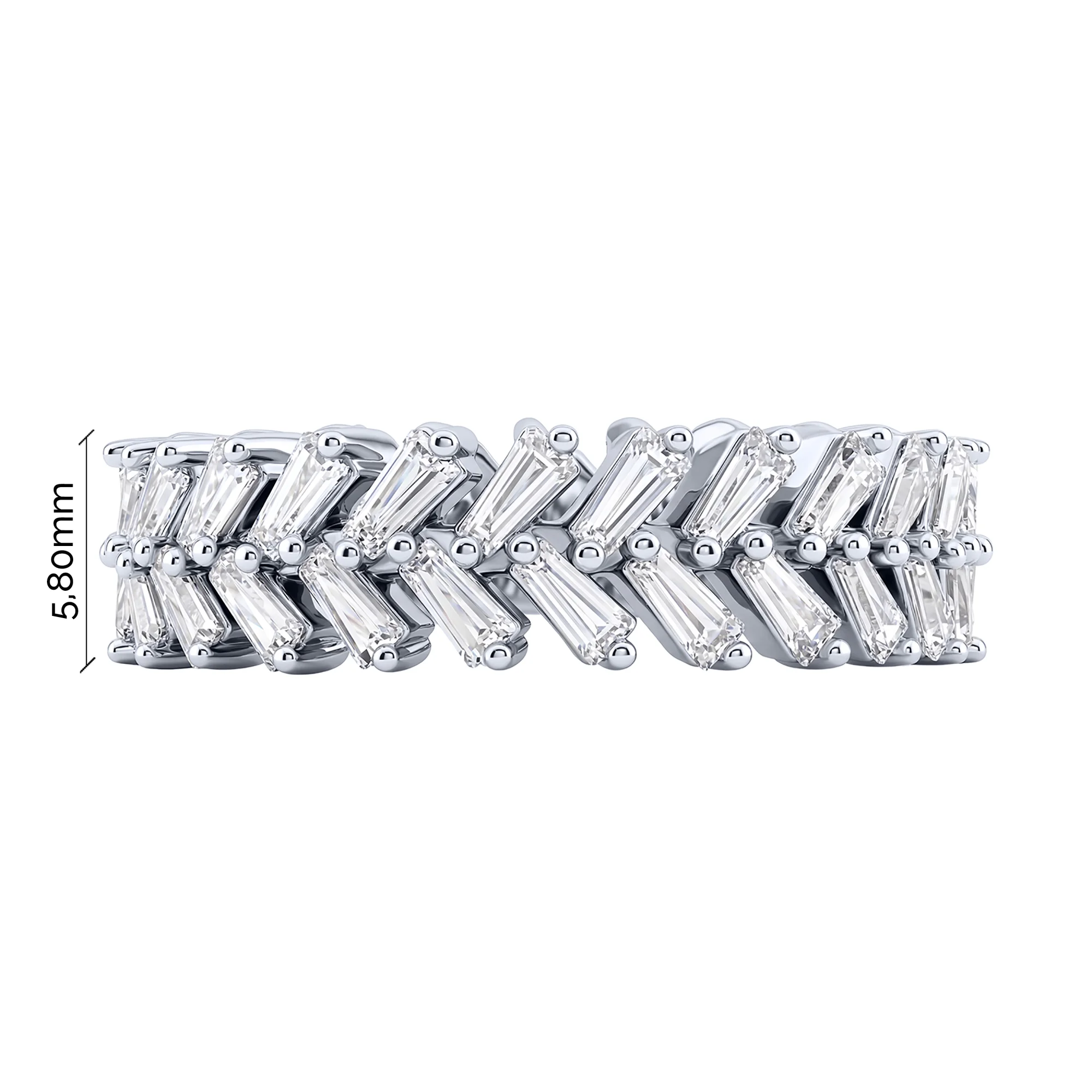 Серебряное кольцо "Колосок" с фианитами  - 2229244 - 3