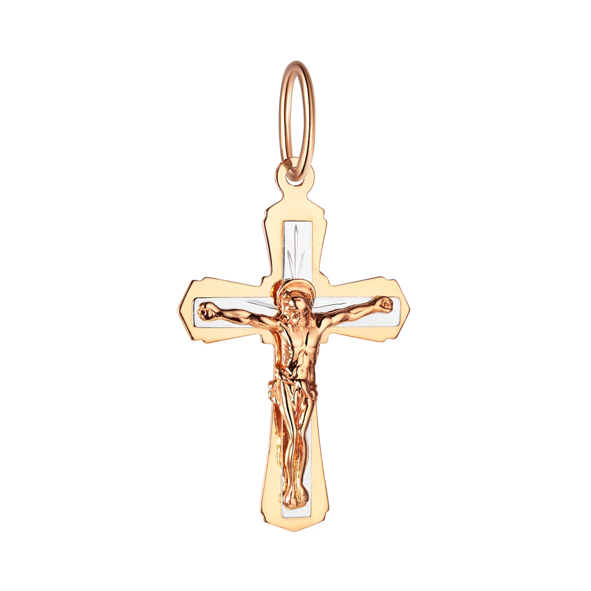 Золотой нательный крестик с распятием  - 1532985 – изображение 1