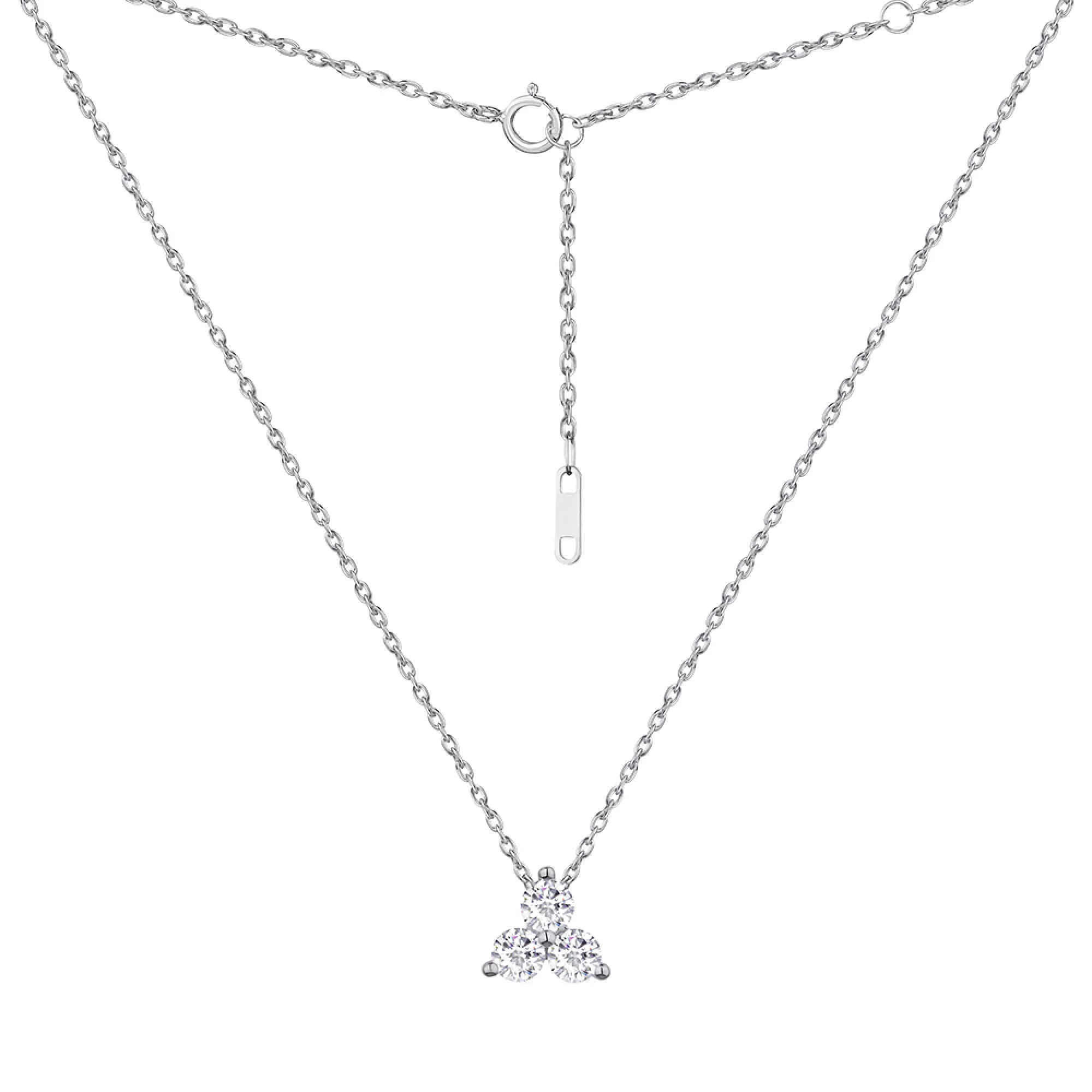 Серебряная цепочка с подвесами Трилистник с фианитом Якорное плетение - 1279457 – изображение 1