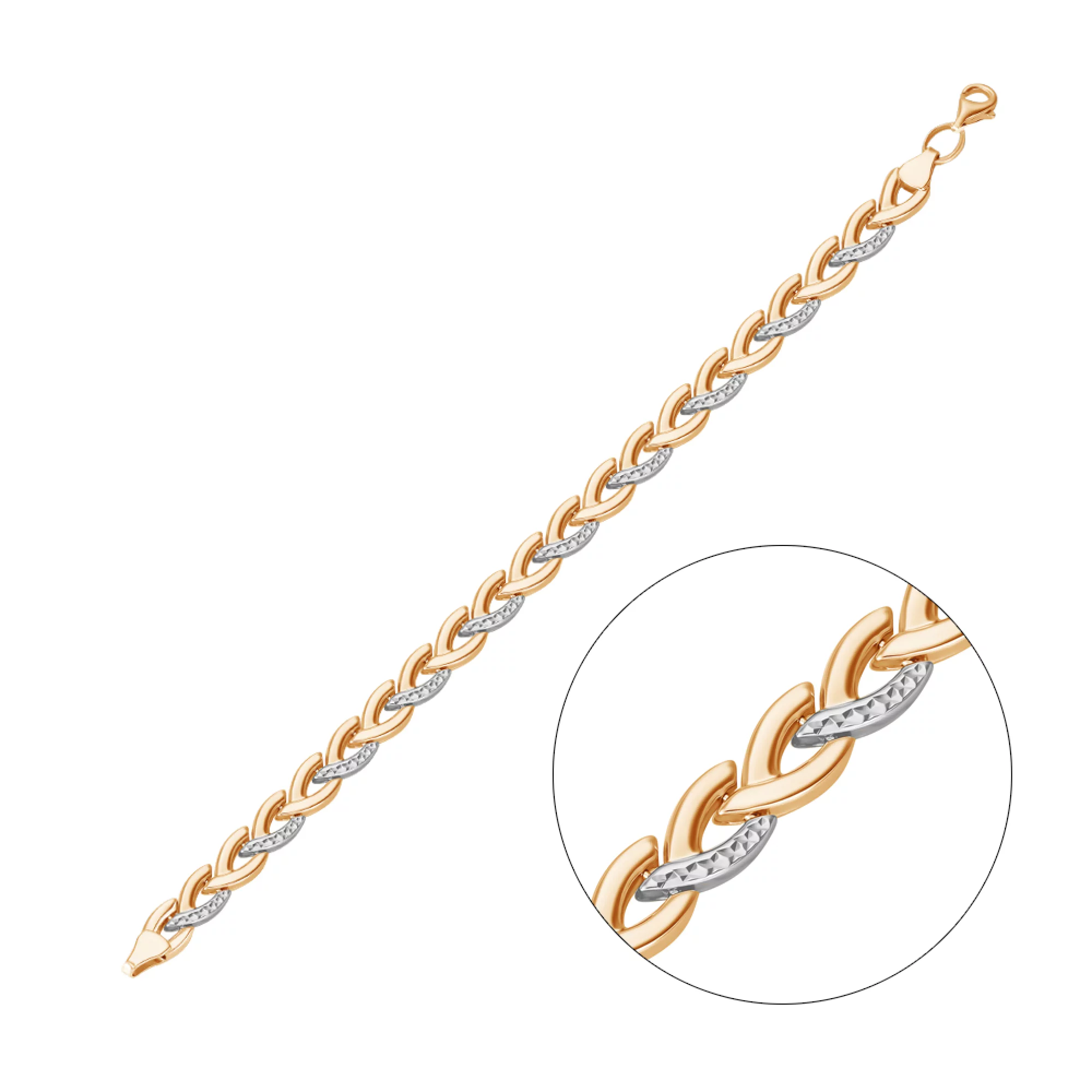 Браслет из комбинированного золота с плетением ролекс - 966496 – изображение 2