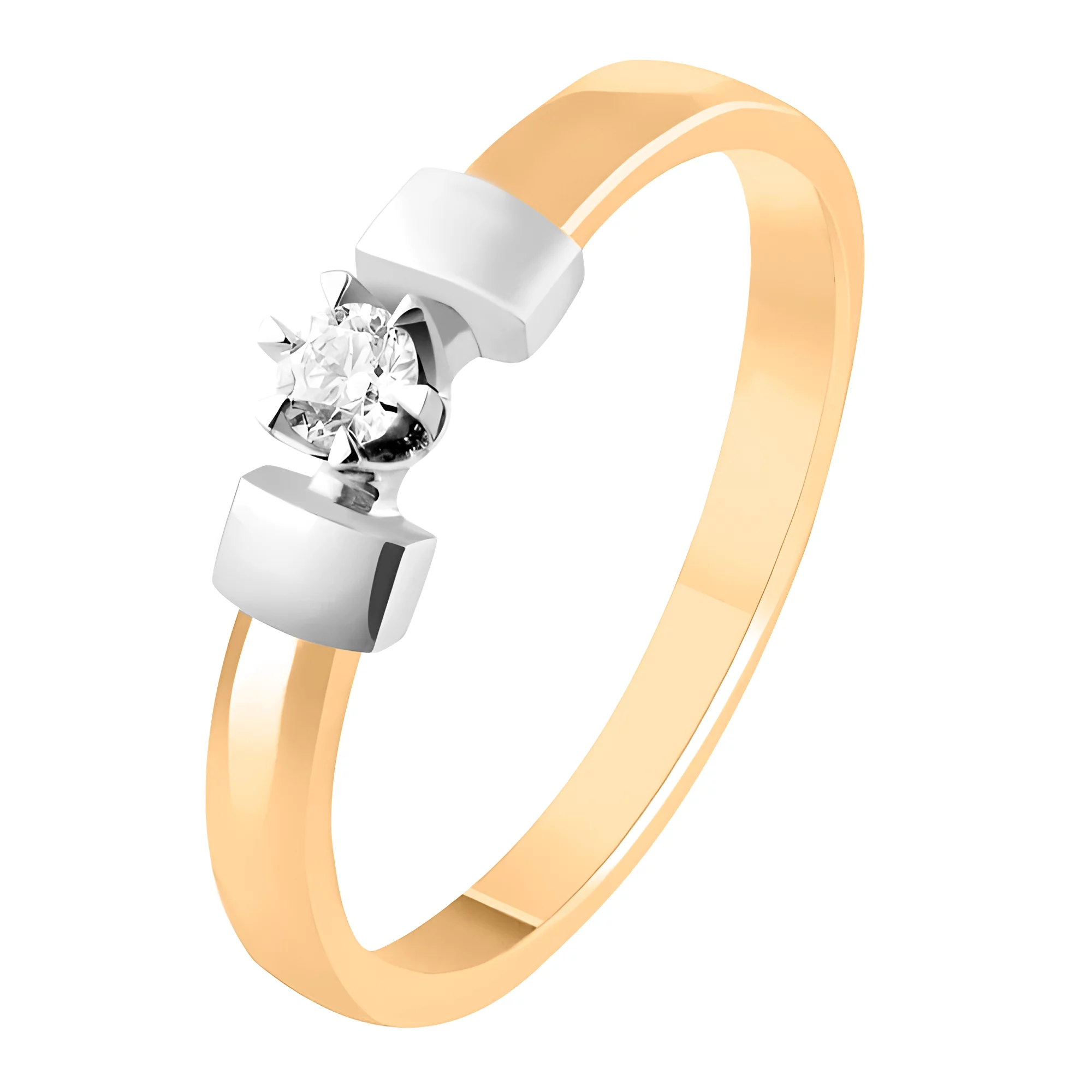 Золотое кольцо с бриллиантом - 502550 – изображение 1
