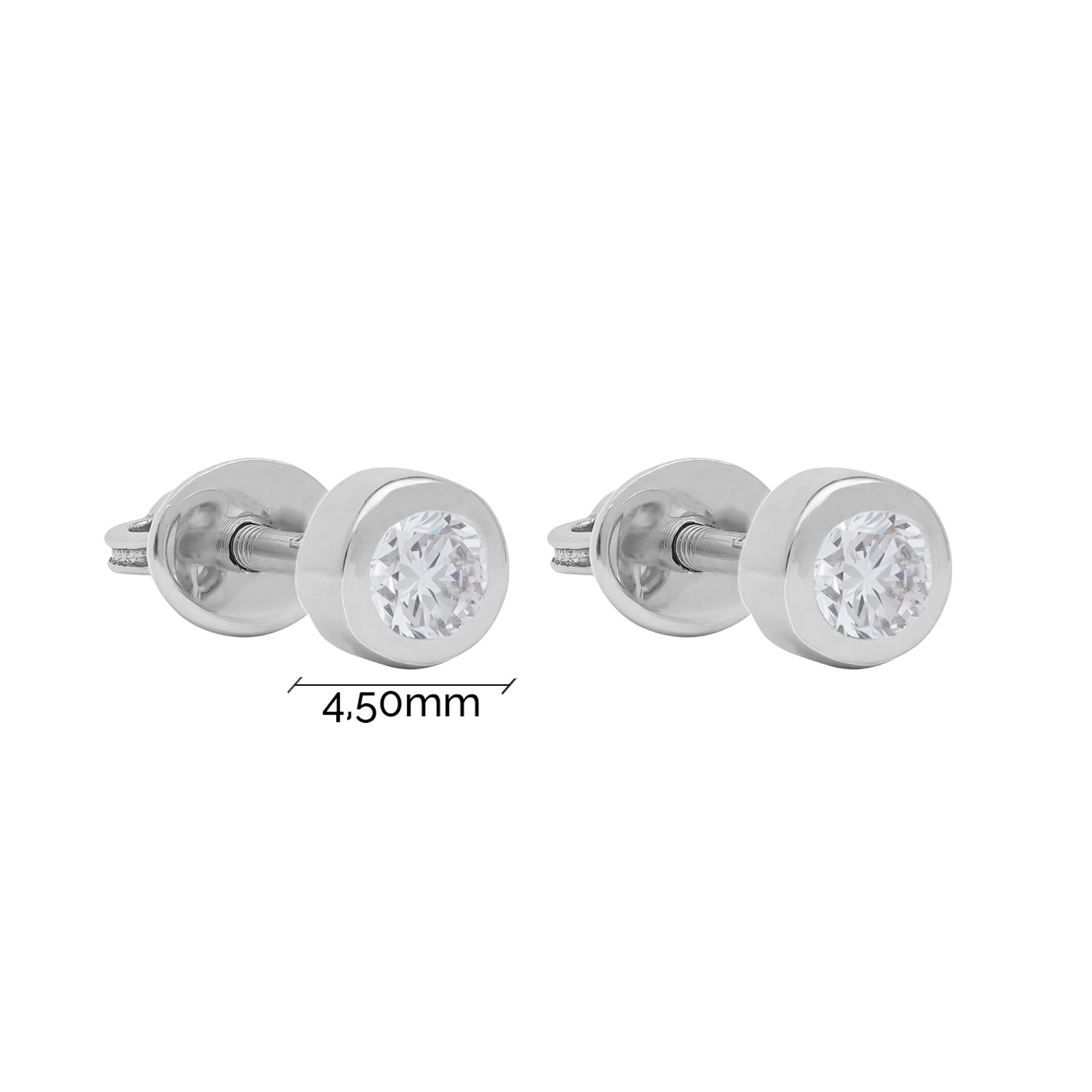 Сережки-гвоздики с фианитом из белого золота - 1738078 - 5