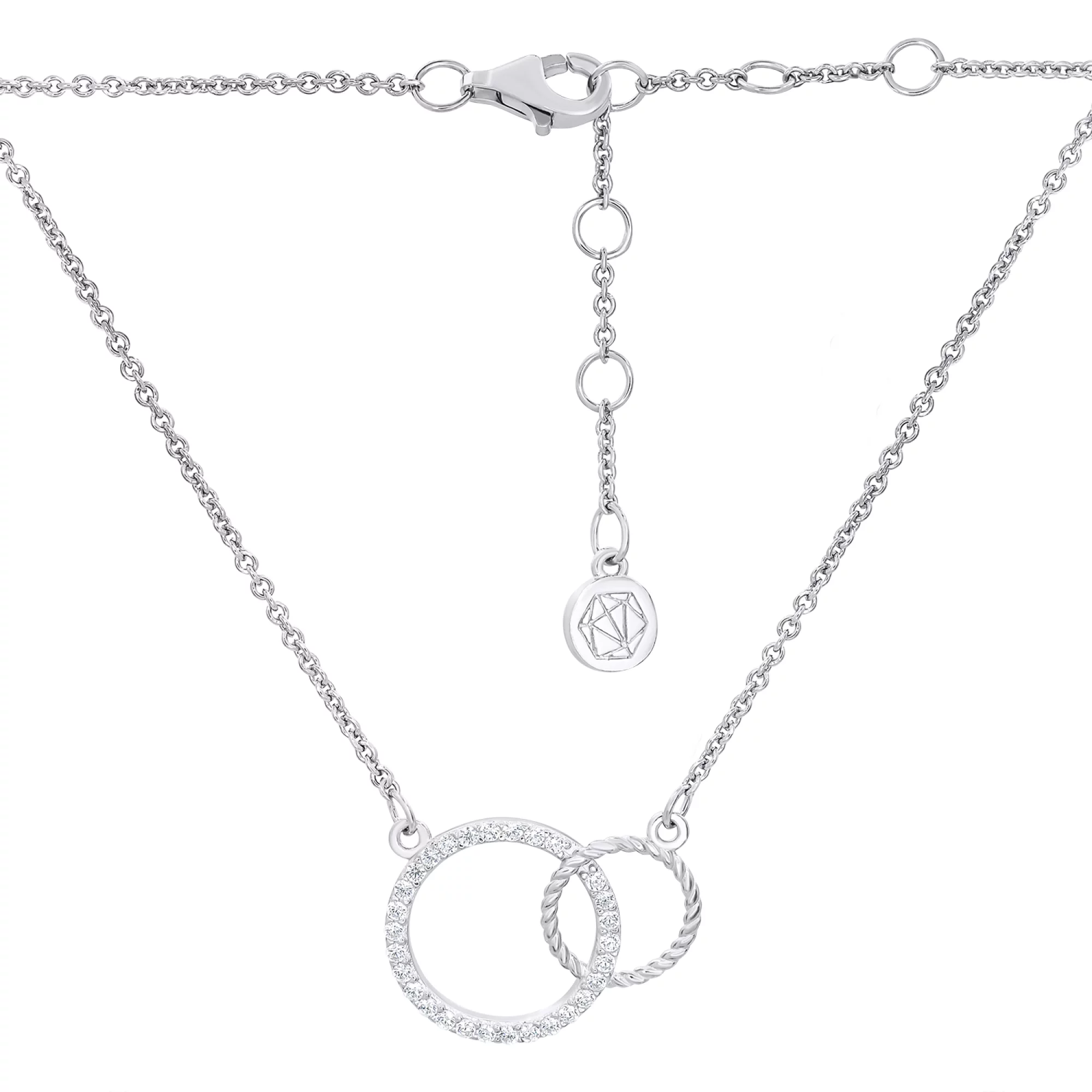 Колье серебряное "Переплетение Колец" c фианитом плетение якорь - 1547709 – изображение 2