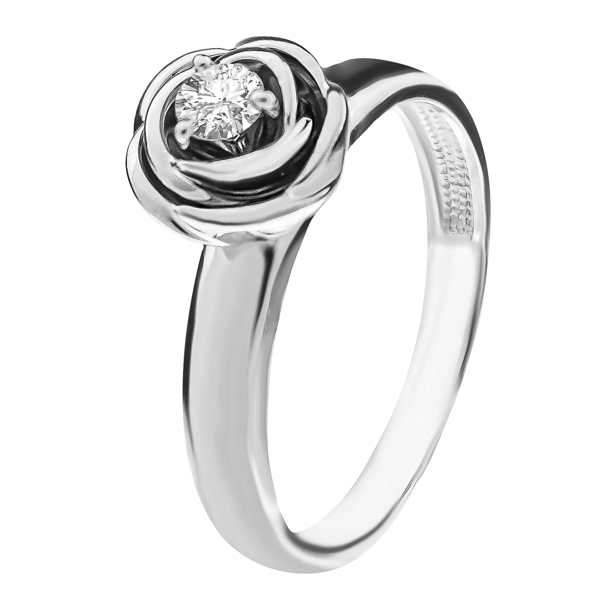Кольцо в белом золоте с бриллиантом  - 844639 – изображение 1