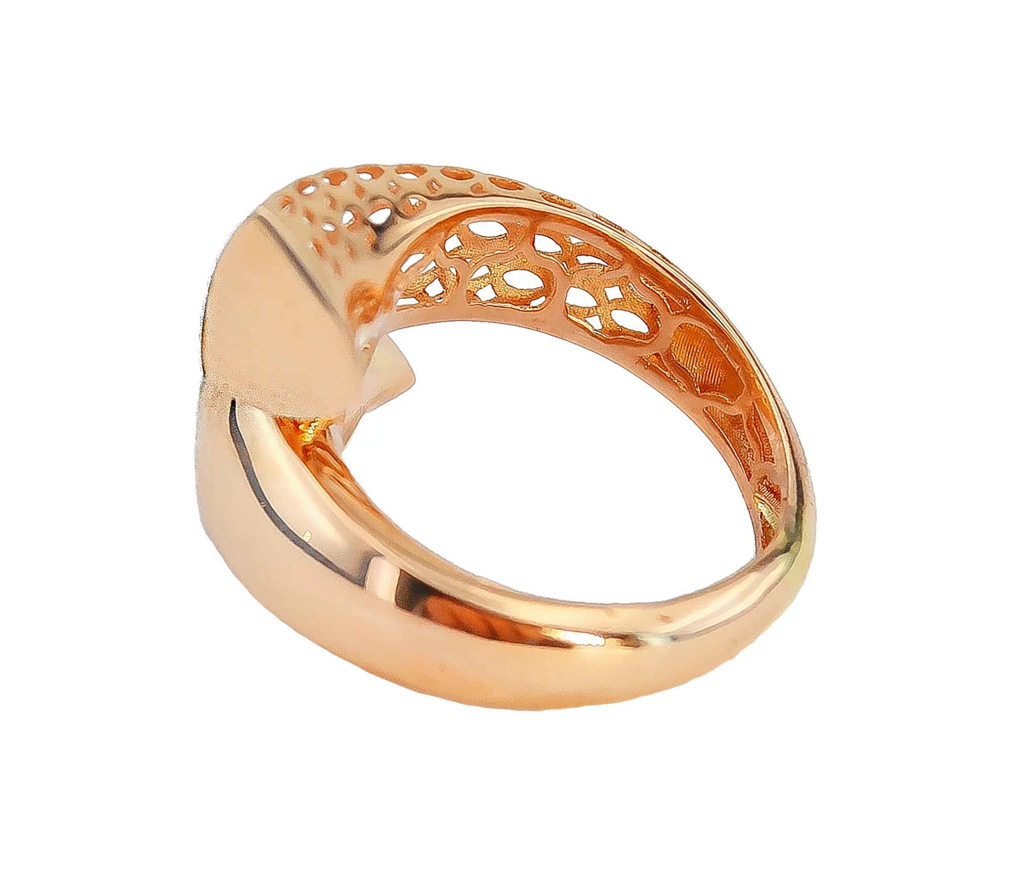Кольцо из красного золота с фианитом спираль с фианитом - 508269 – изображение 2