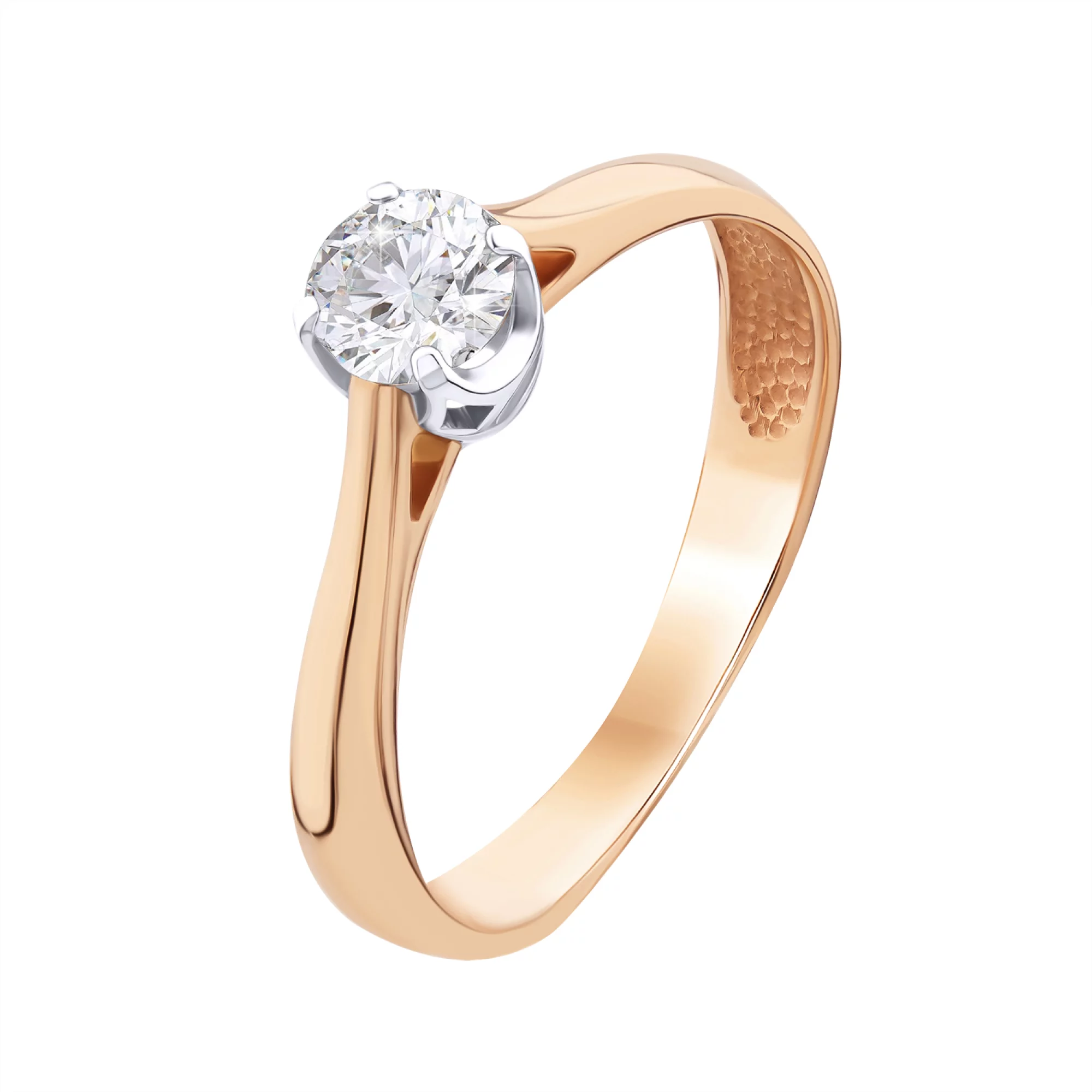 Золотое кольцо с фианитом - 483115 – изображение 1