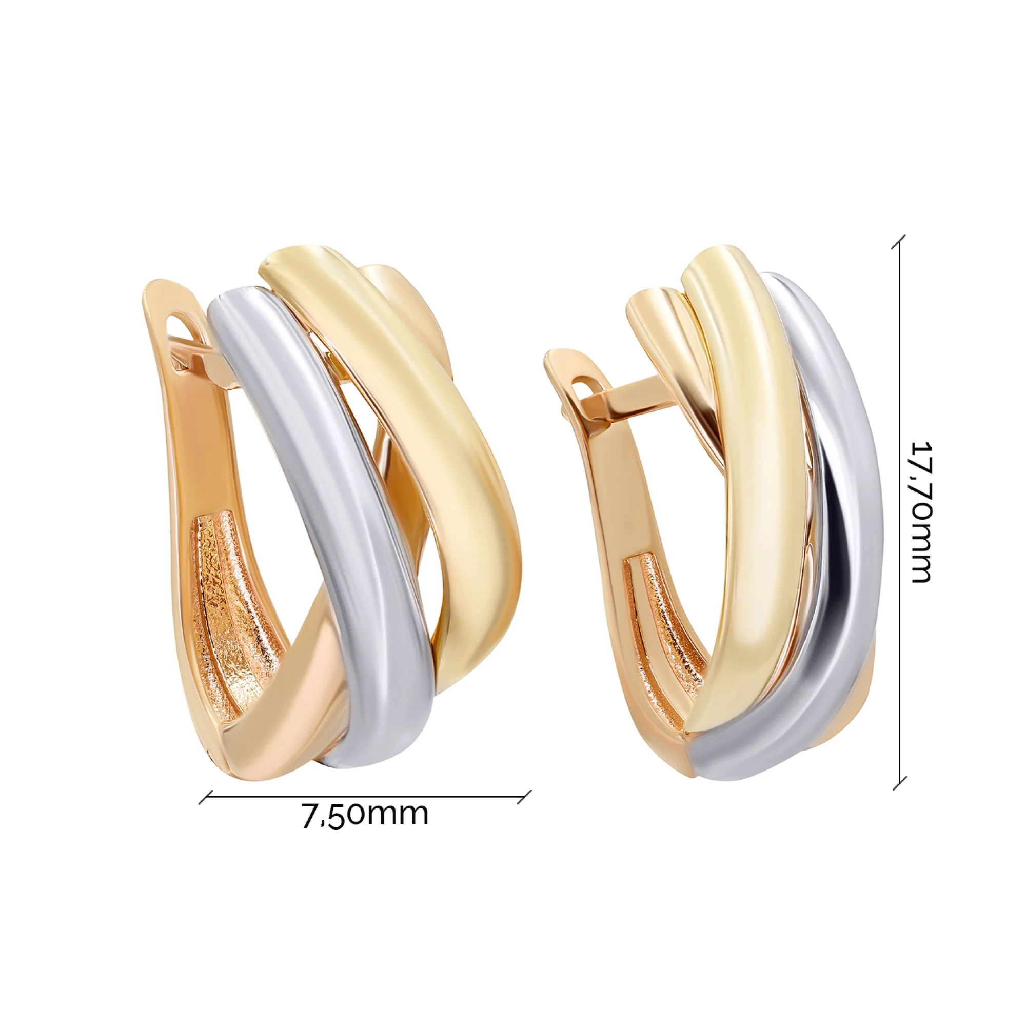 Сережки из комбинированного золота - 890857 - 5
