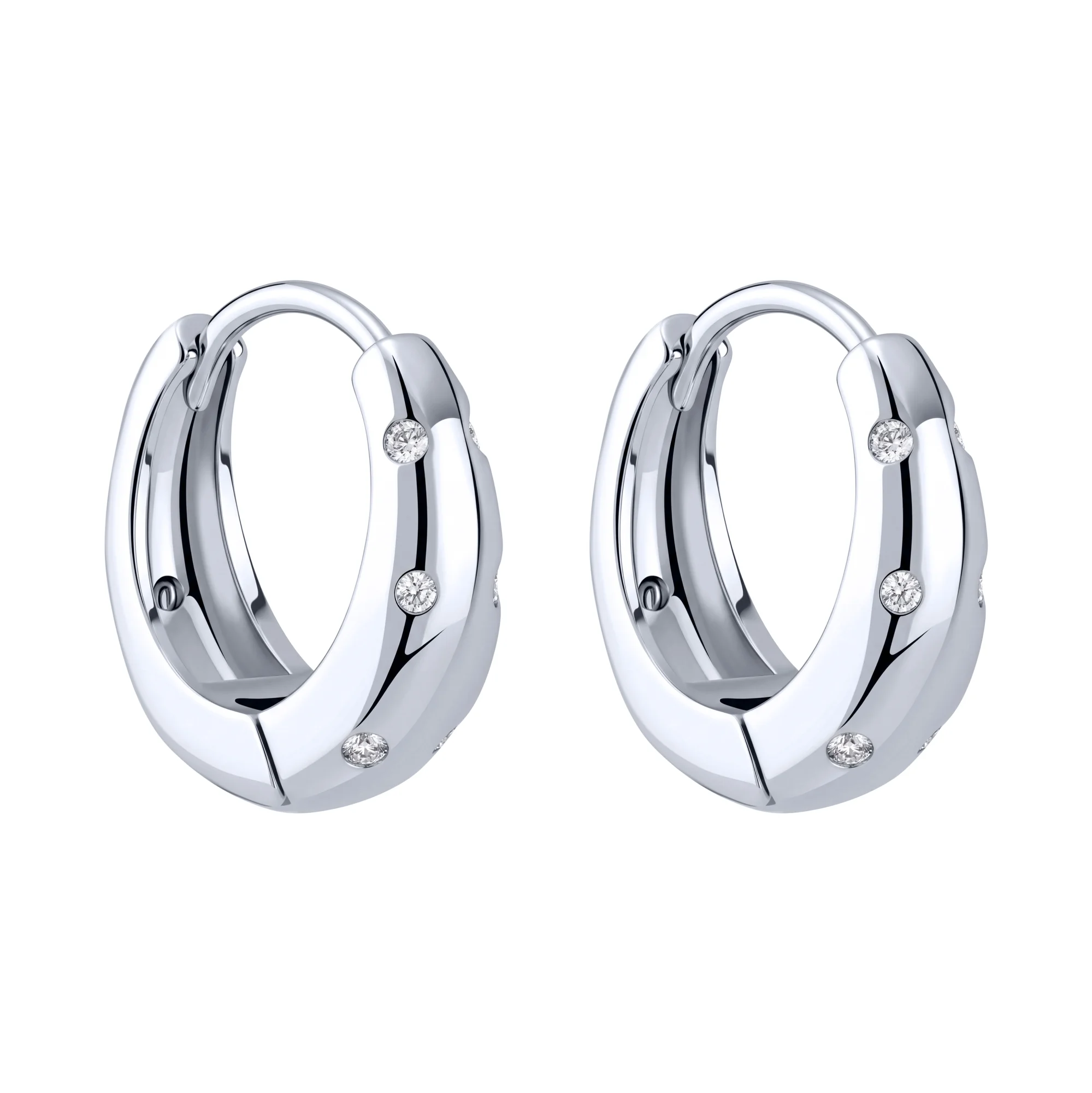 Серьги-кольца из серебра с фианитами - 2194656 - 1