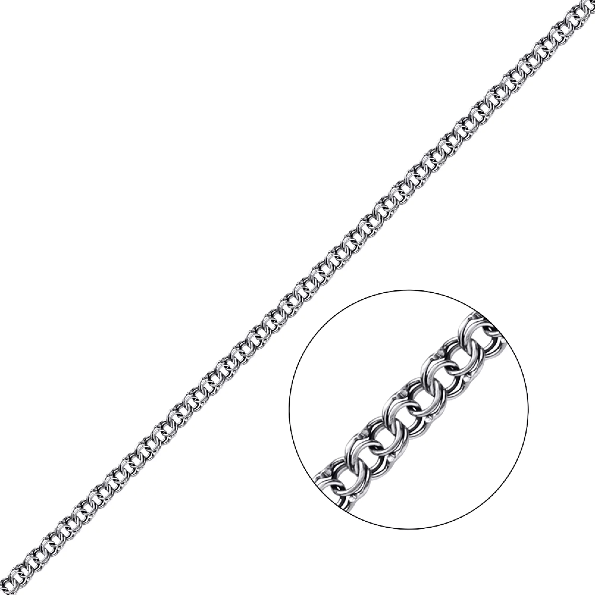 Браслет срібний з чорнінням плетіння бісмарк - 1278403 – зображення 2