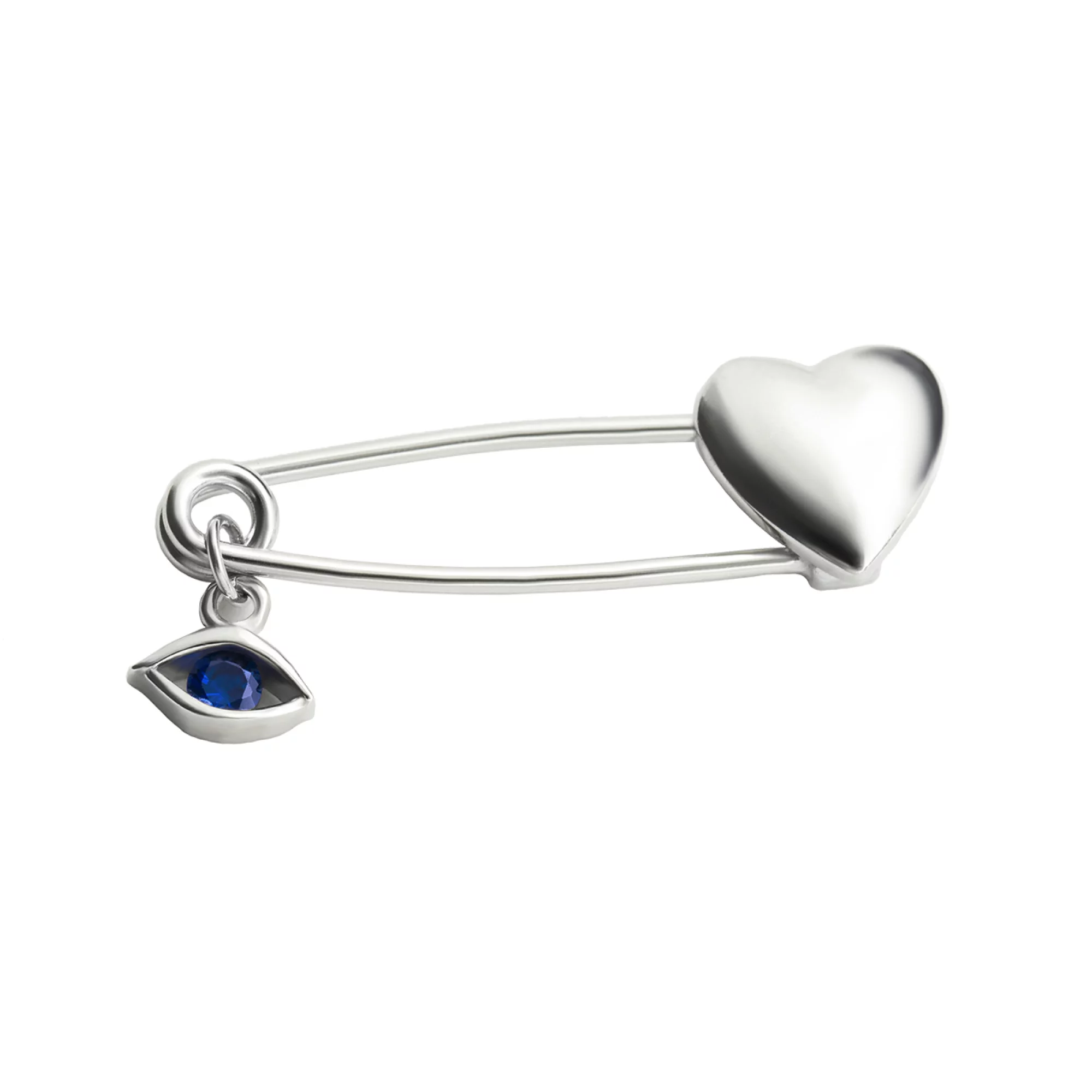 Булавка Сердце и Глаз из серебра с фианитом - 430973 – изображение 1