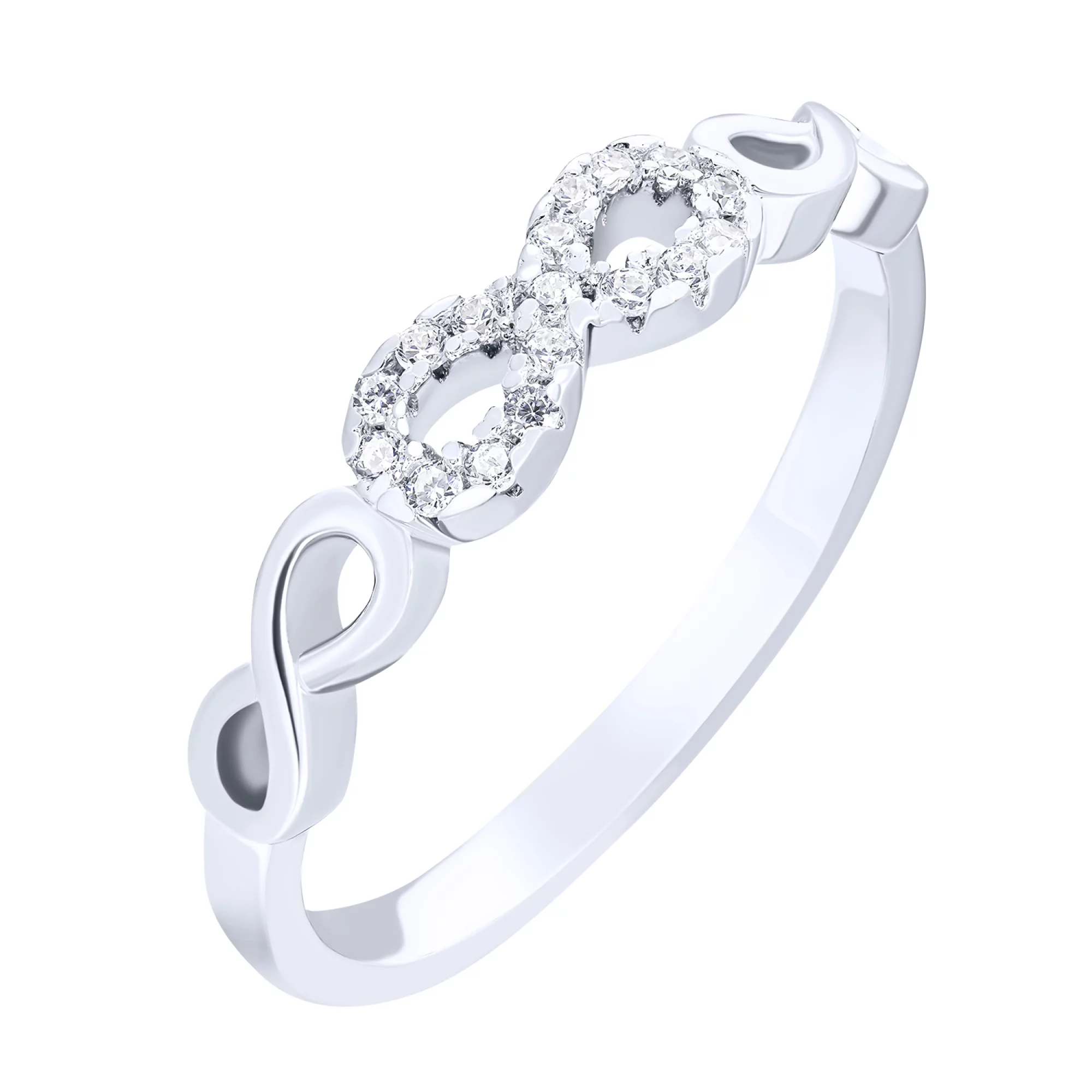 Кольцо "Бесконечность" серебряное с фианитами - 1611419 – изображение 1